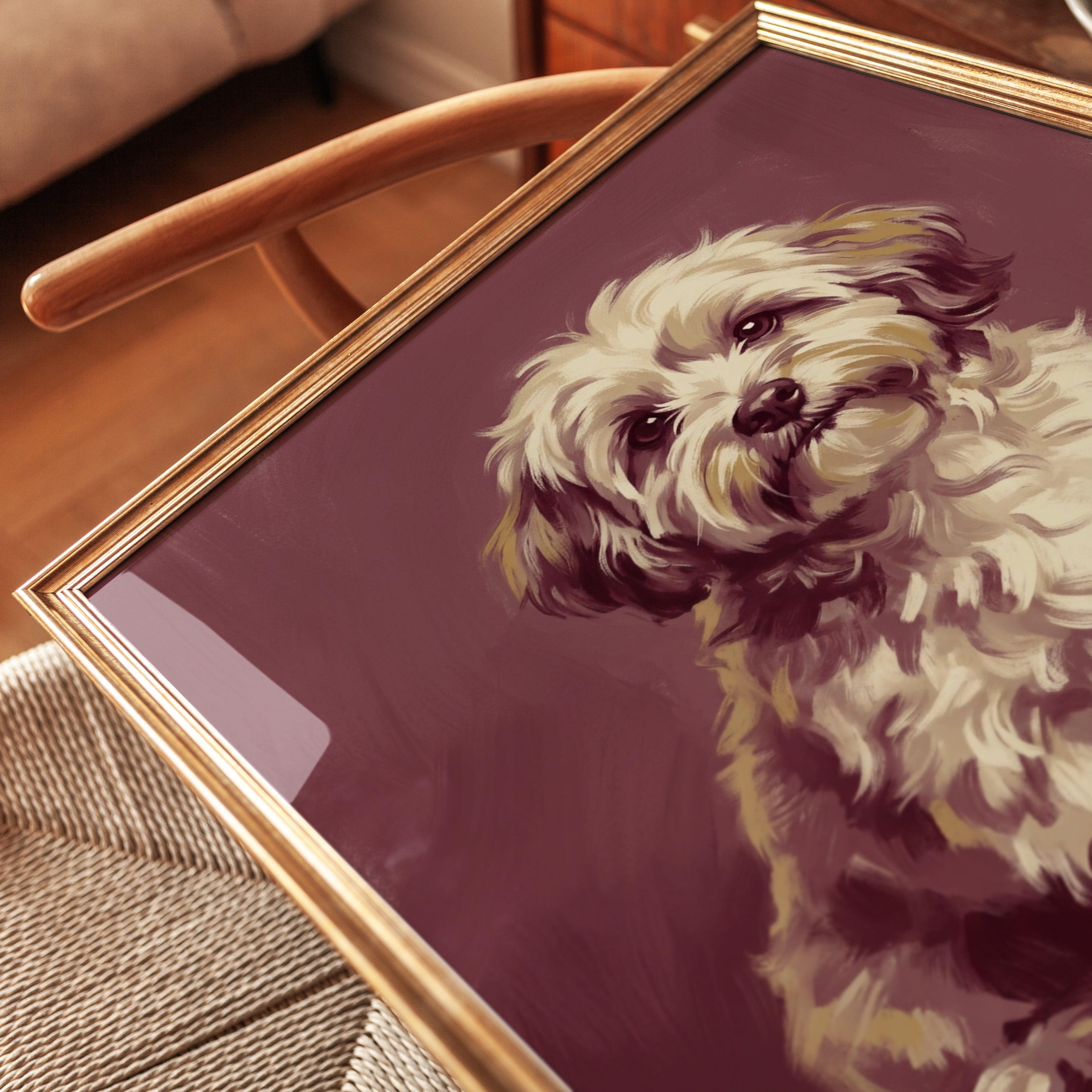Havanese Dog Portrait: Vintage Style Pet Art Print - detail