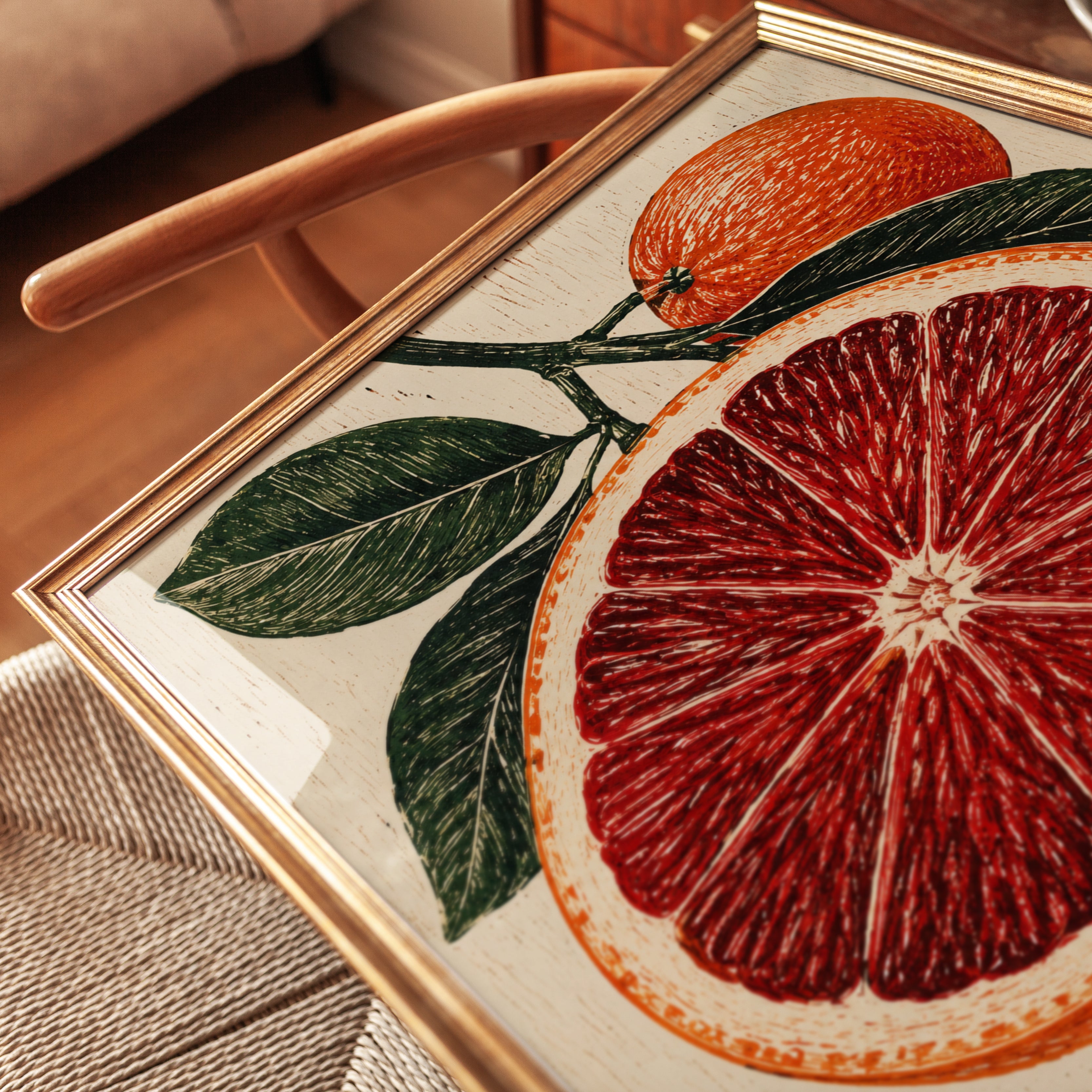 Blood Orange Wall Art – Citrus Fruit Print - detail