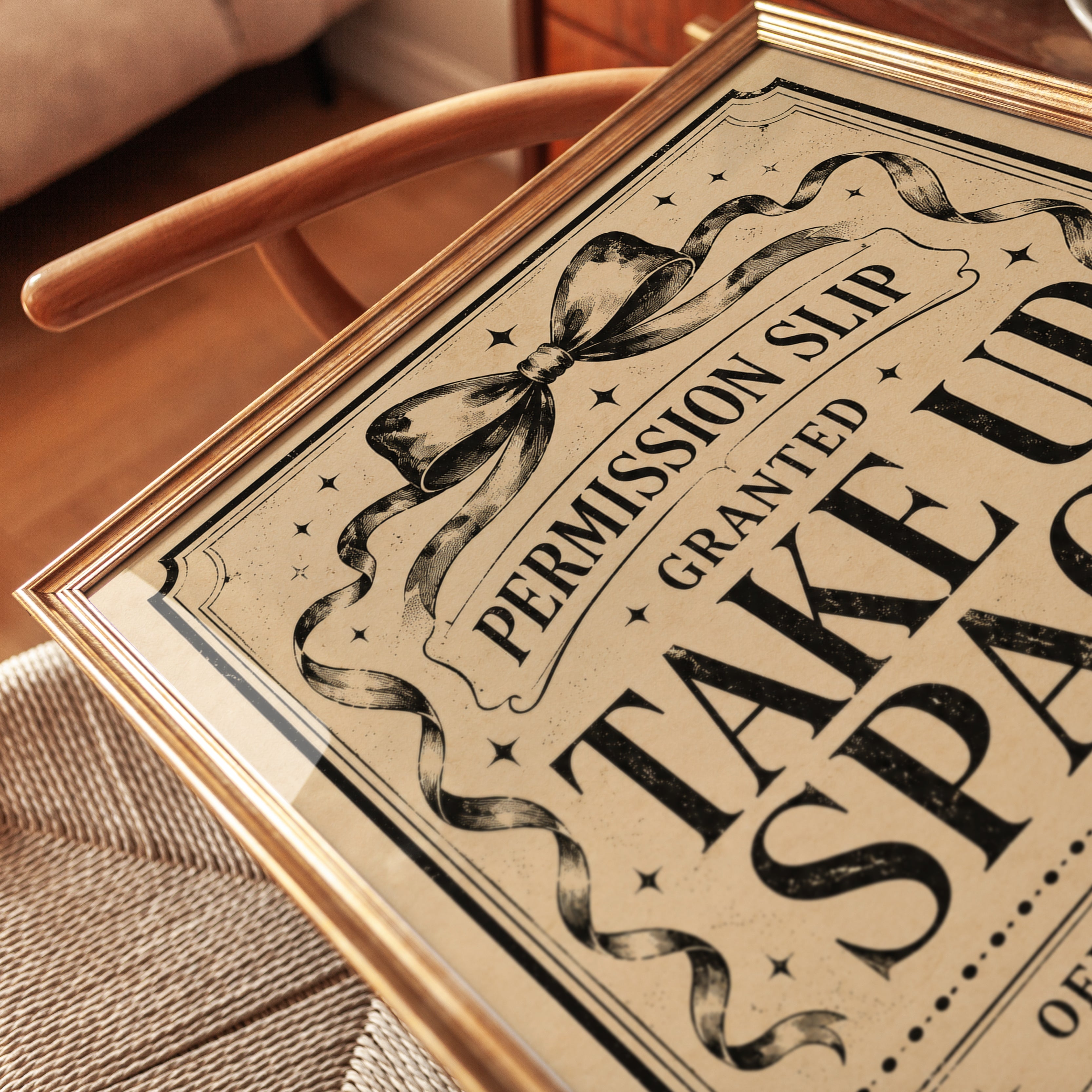 Take Up Space Permission Slip Print: Vintage Typography Poster - detail