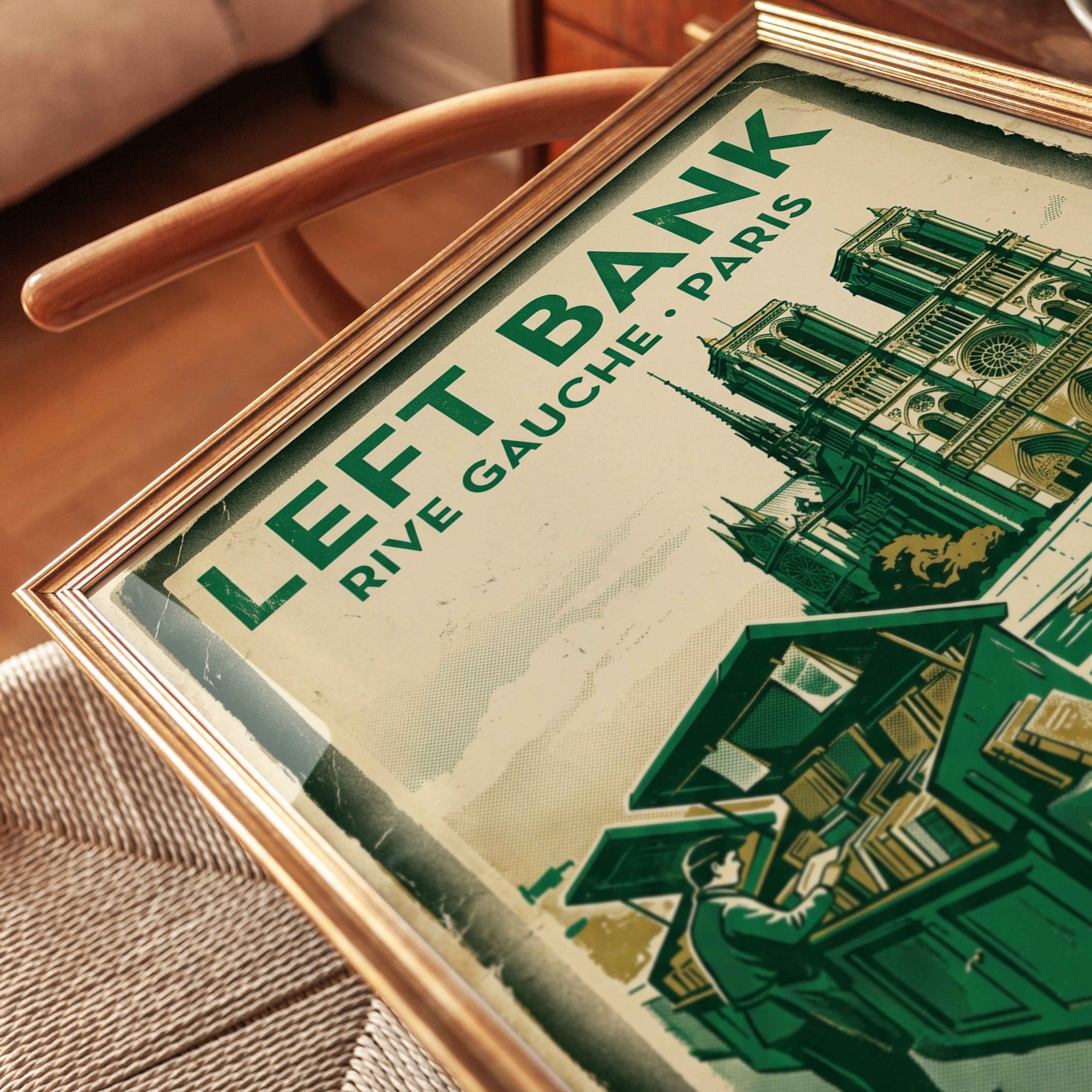 Vintage Paris Travel Poster Print — Left Bank Booksellers - detail