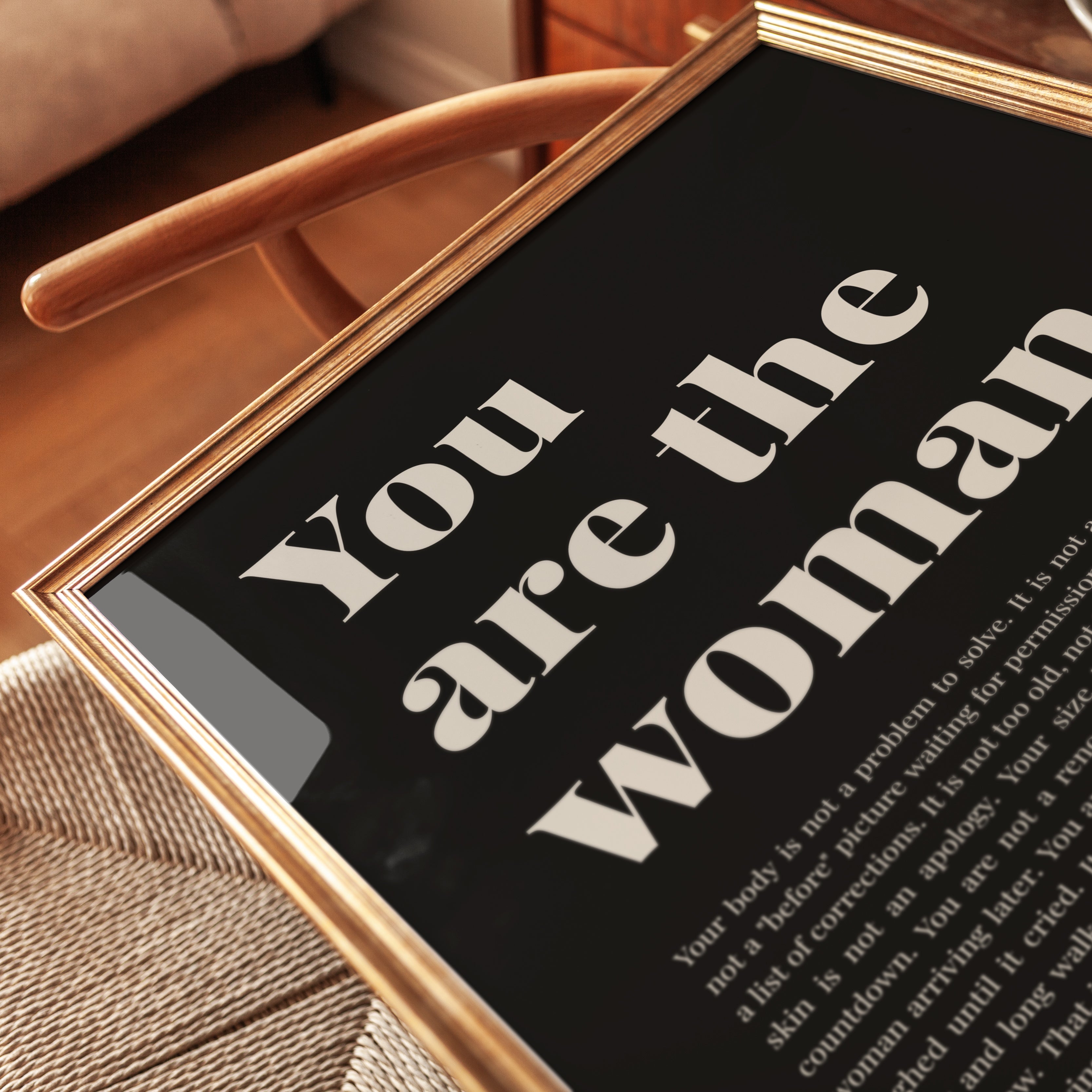 You Are The Woman Typography Print: Empowerment Wall Art - detail