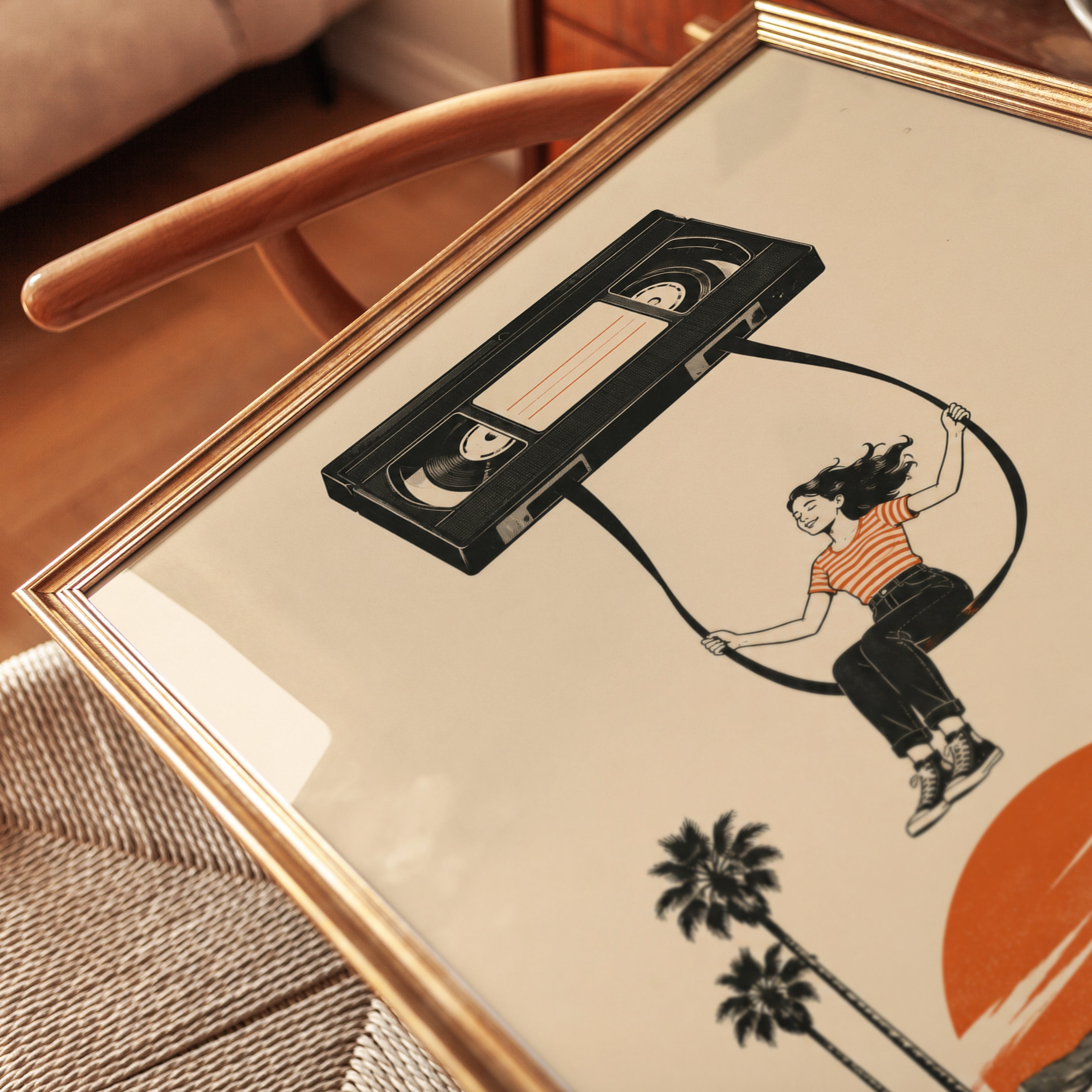 Mid-Century Cassette Tape Print - detail