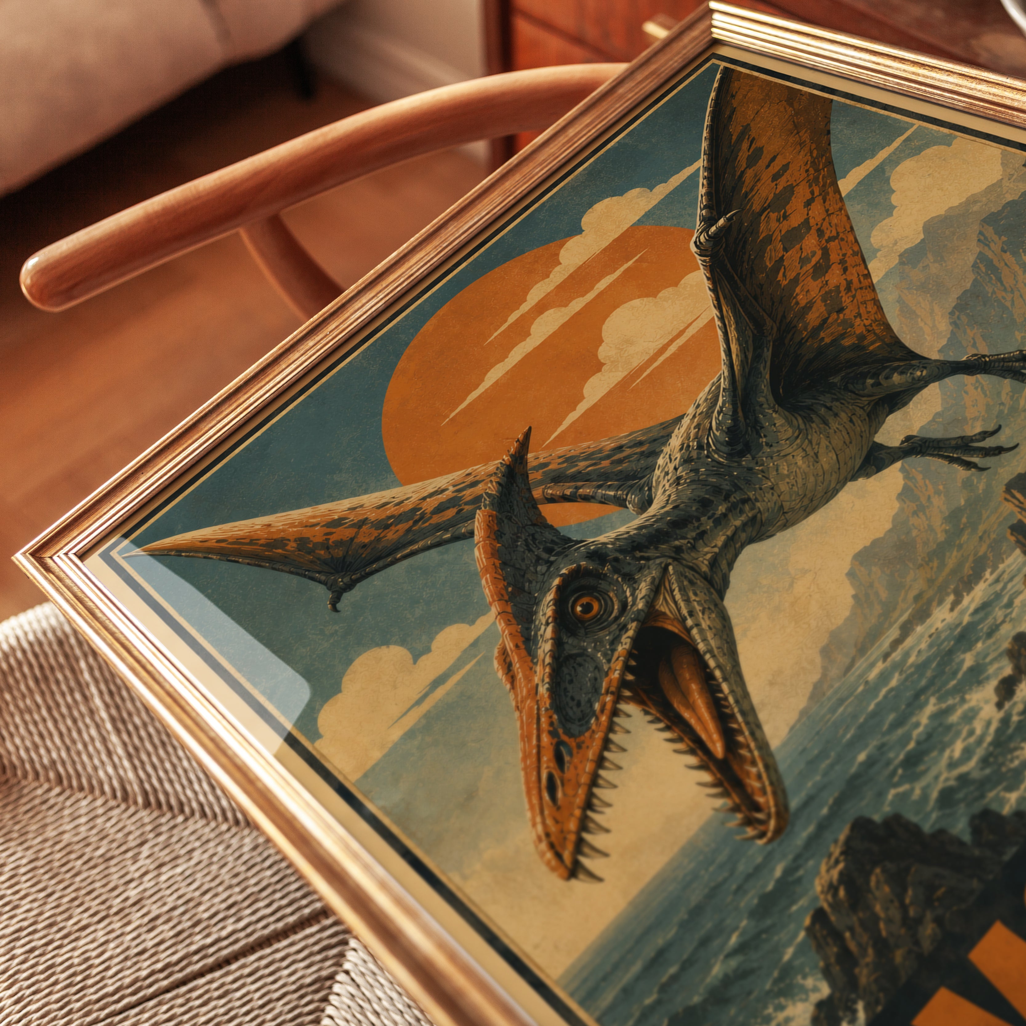 Dimorphodon Pterosaur Art Print: Vintage Dinosaur Poster Design - detail