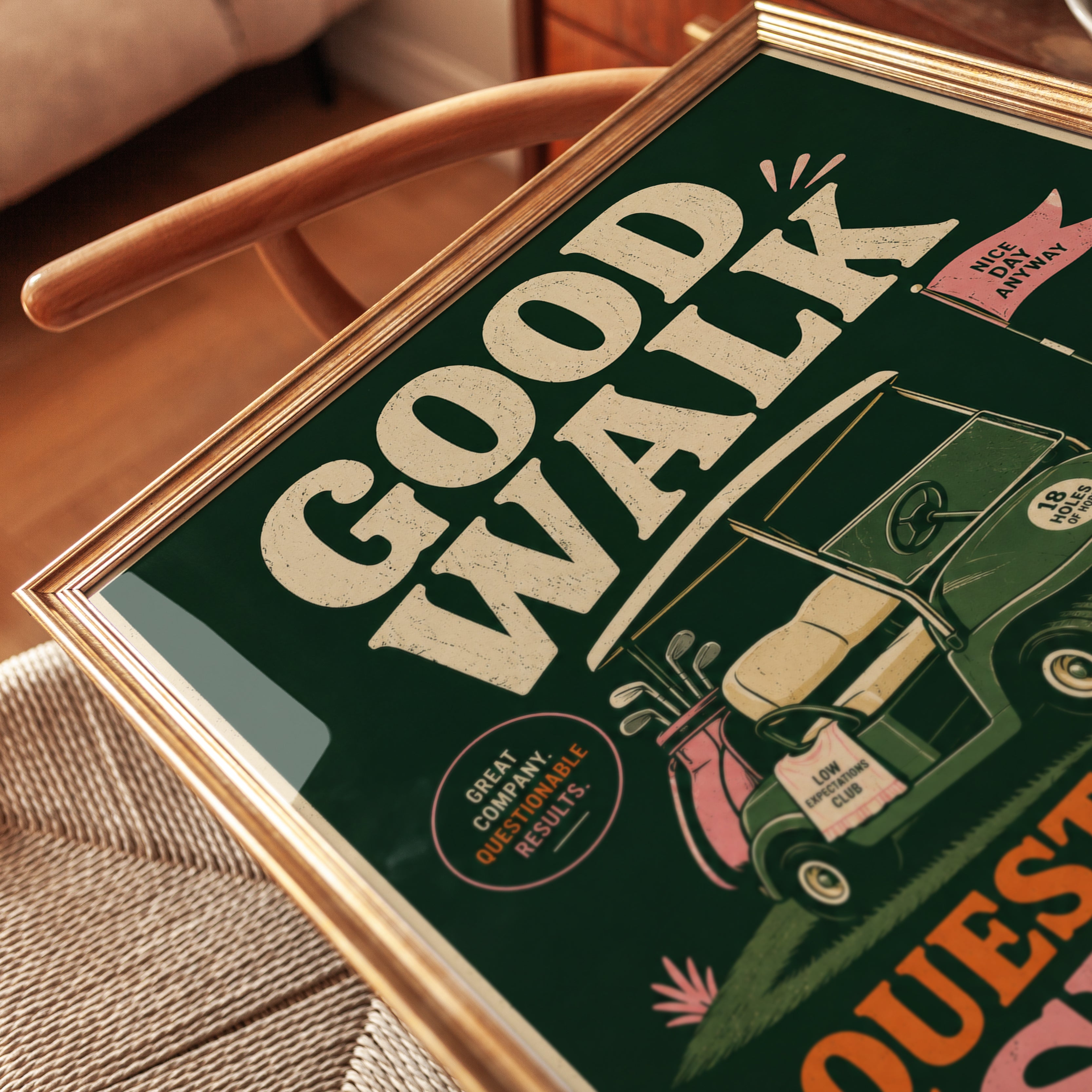 Vintage Golf Art Print: Retro 'Good Walk - detail