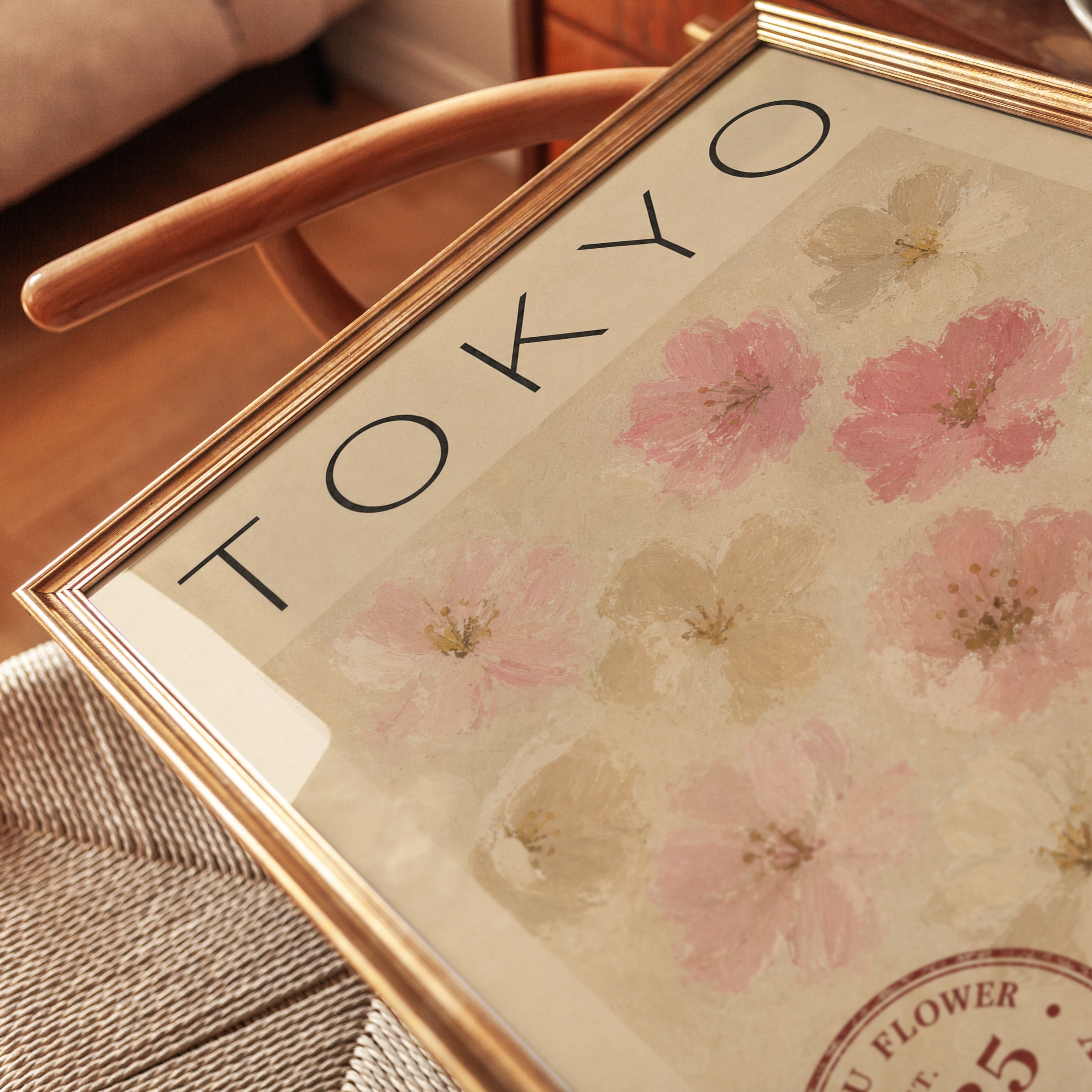 Tokyo Travel Poster – Cherry Blossom Wall Art - detail