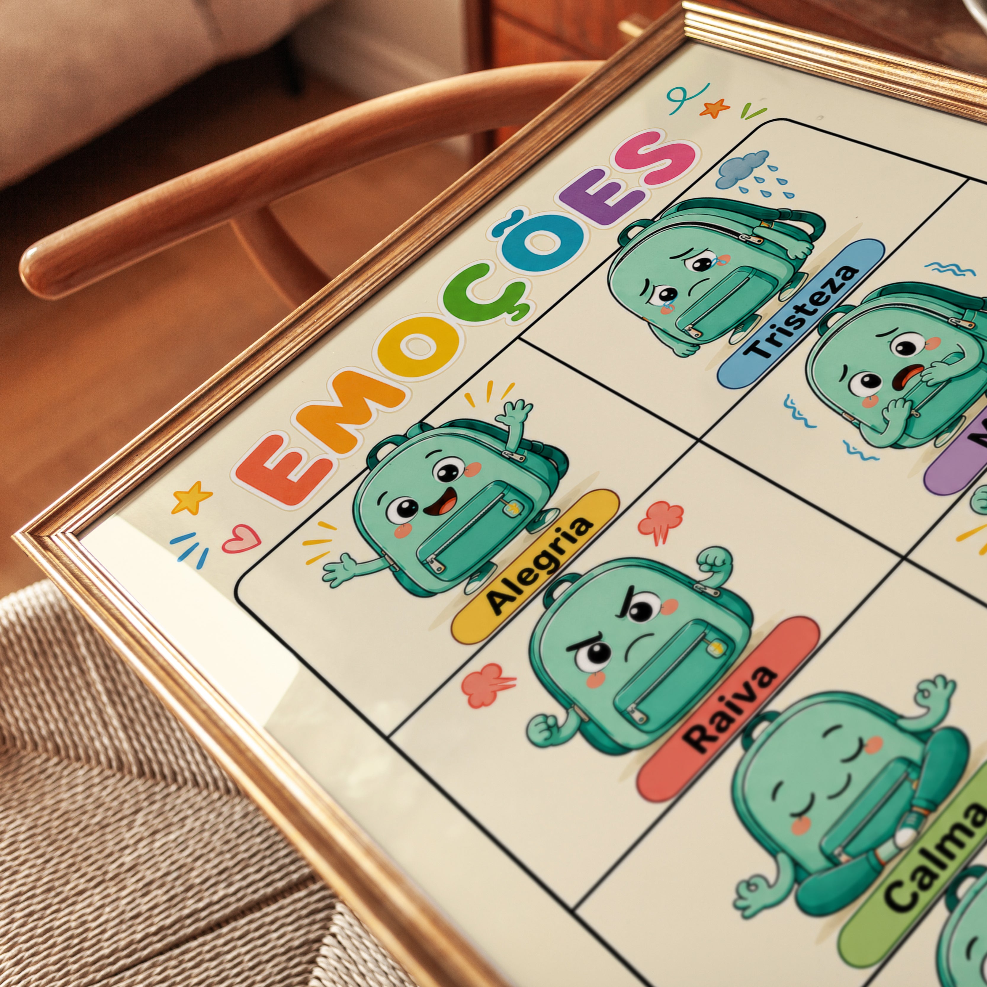 Emotions Poster for Kids: Portuguese Feelings - detail