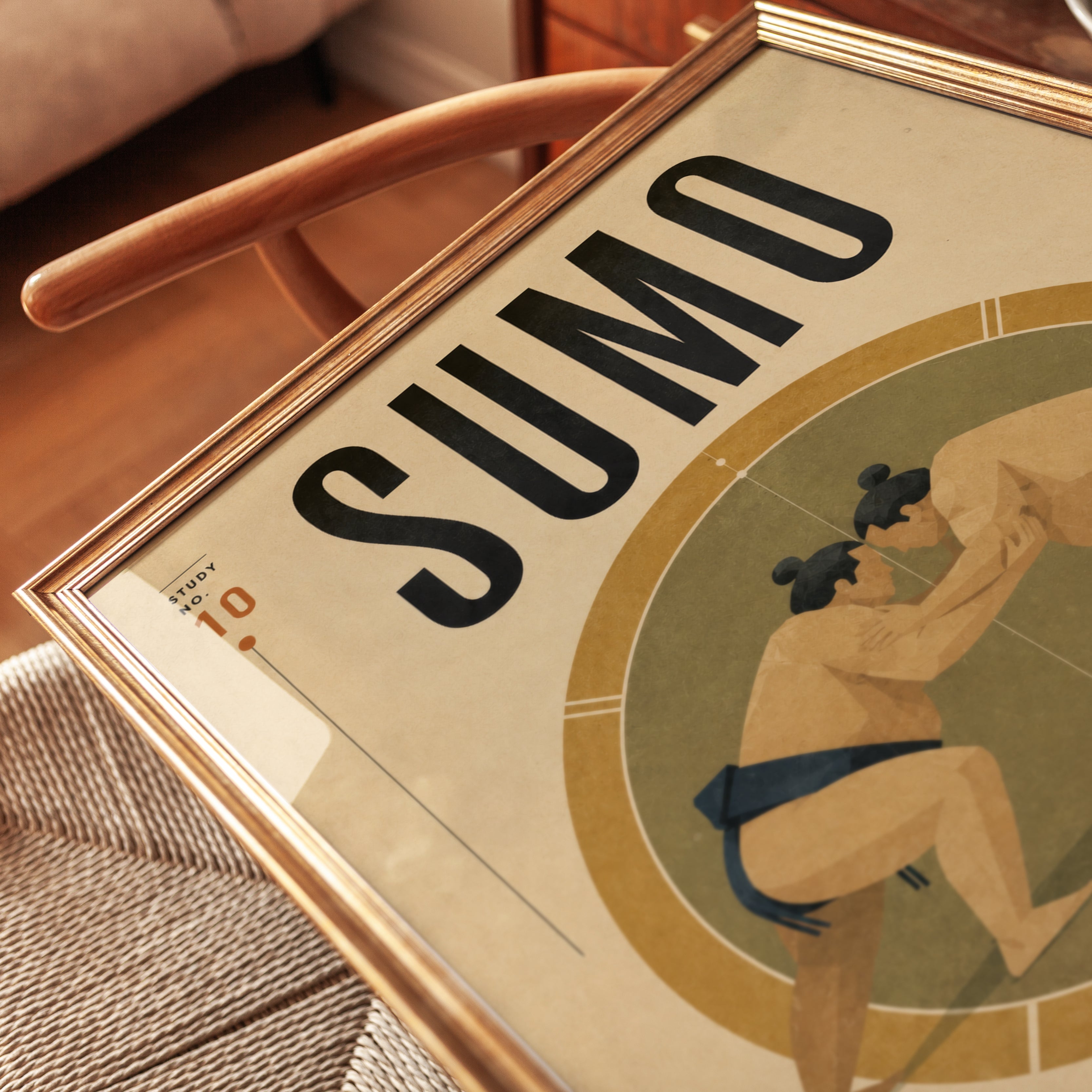 Sumo Wrestling Poster: Vintage Japanese Sports Art Print - detail