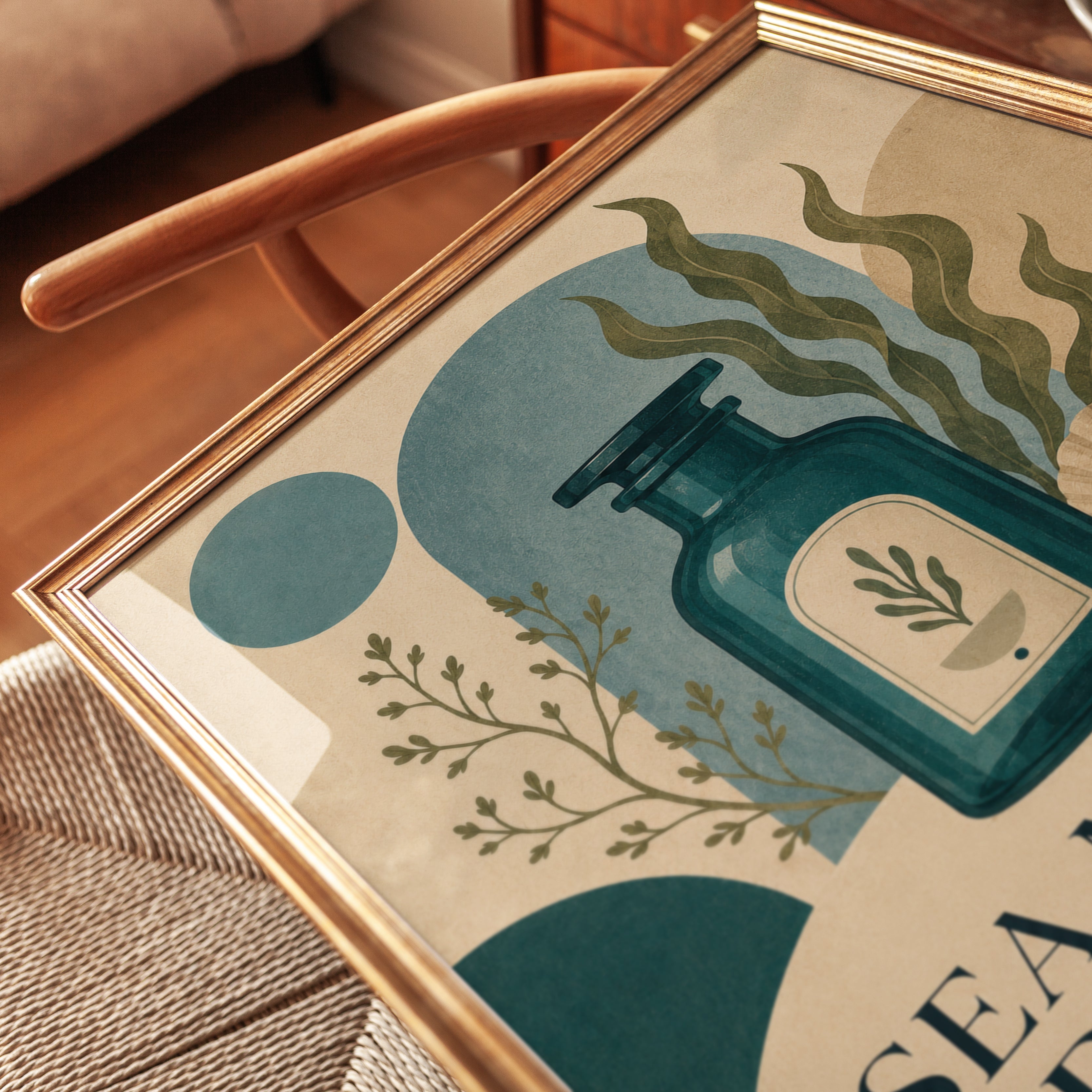 Sea Mineral Apothecary Print: Coastal Botanical Wall Art - detail