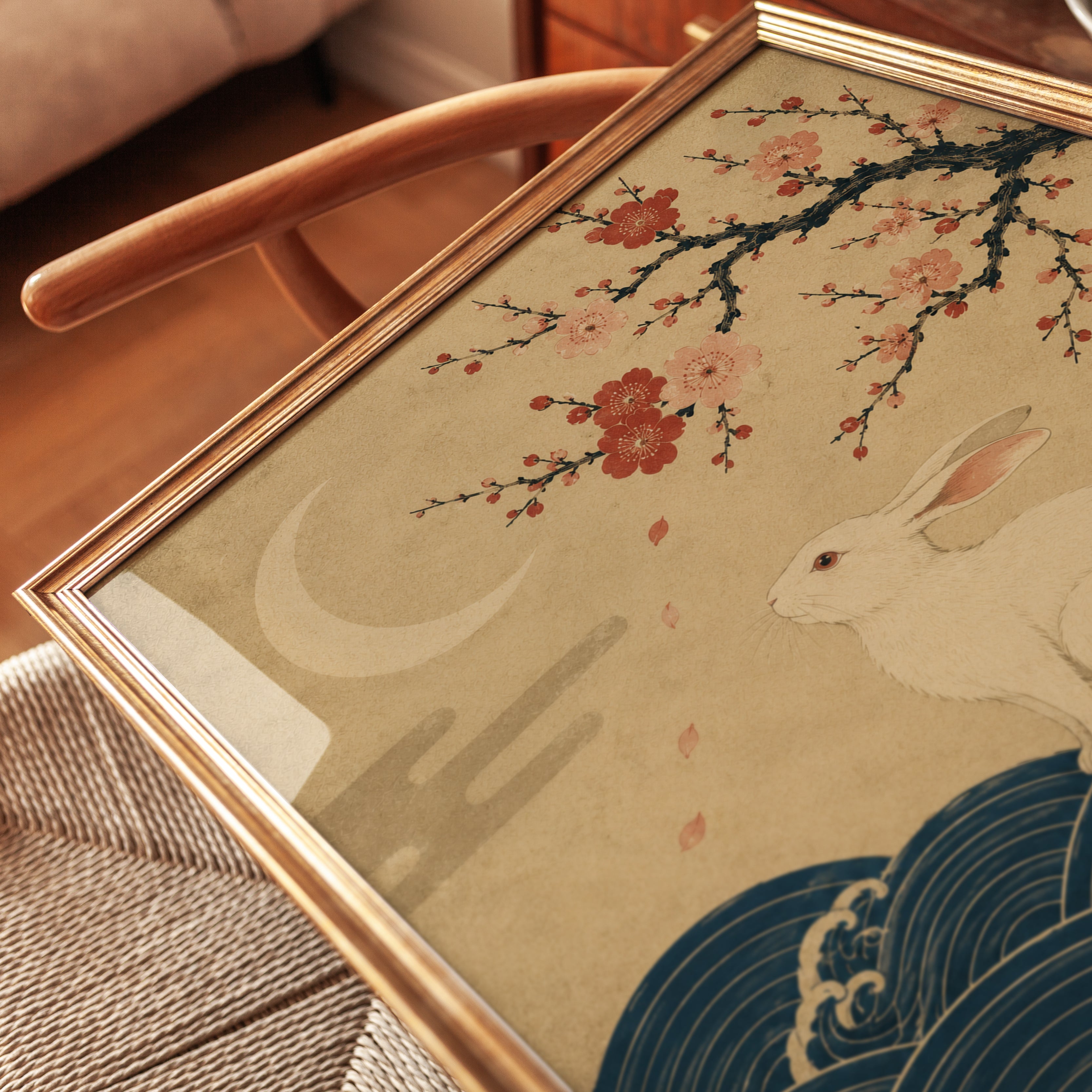 Japanese Moon Rabbit Print - detail