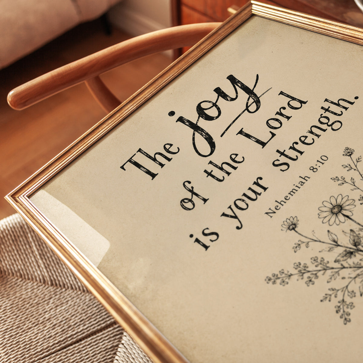 Nehemiah 8:10 Scripture Print - detail