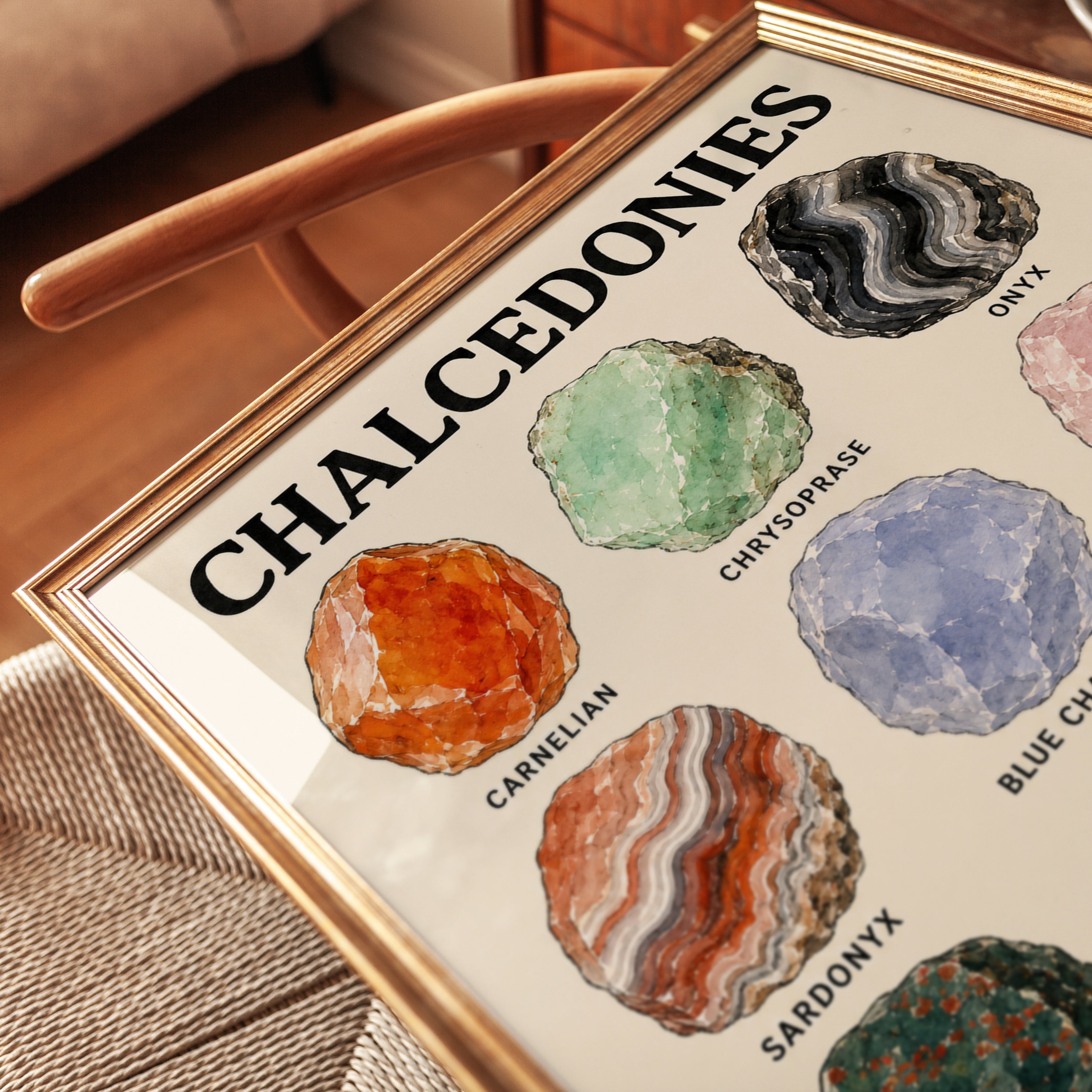 Chalcedony Stone Collection Print: Vintage Geology Chart Art - detail