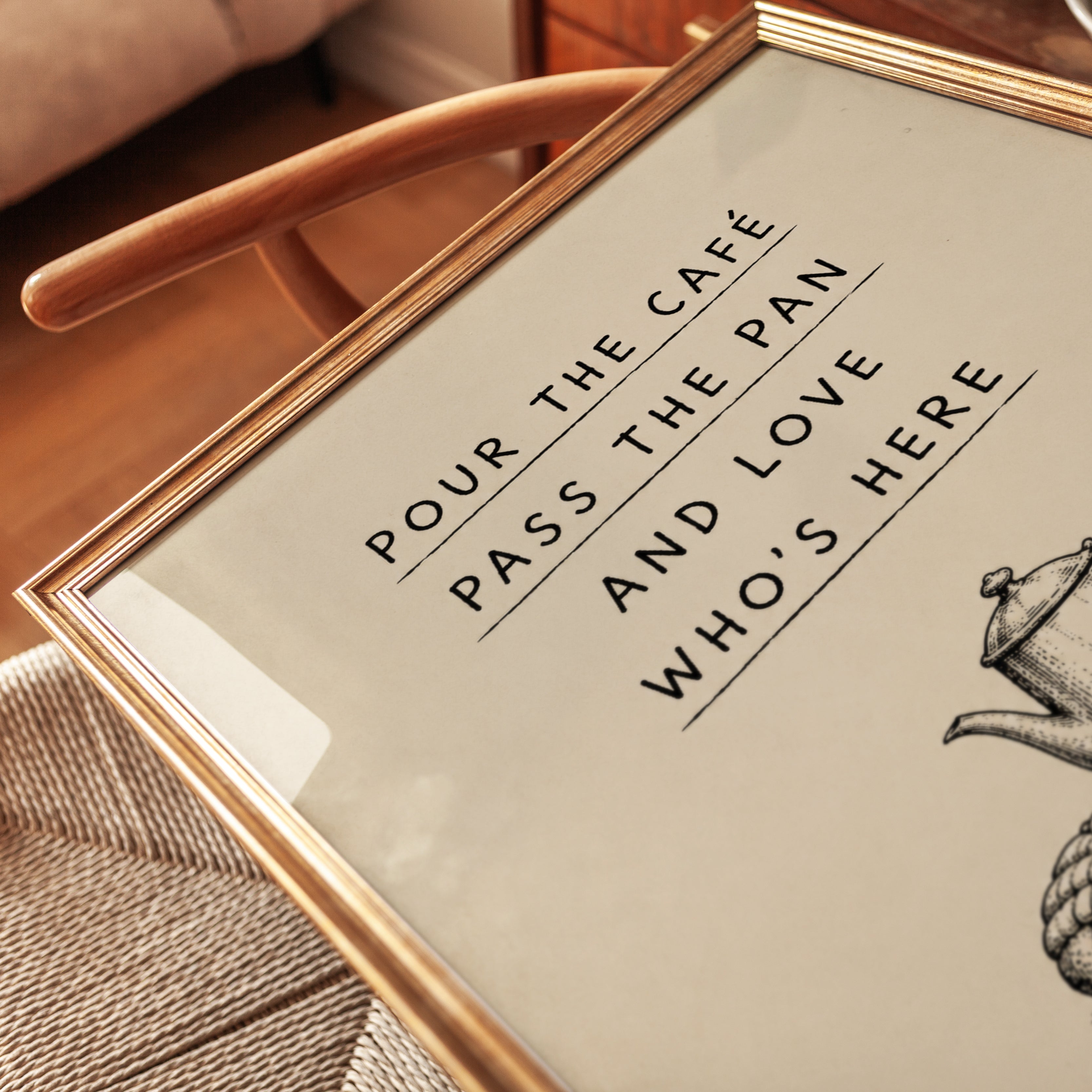 Coffee Quote Wall Art: French Vintage Style - detail