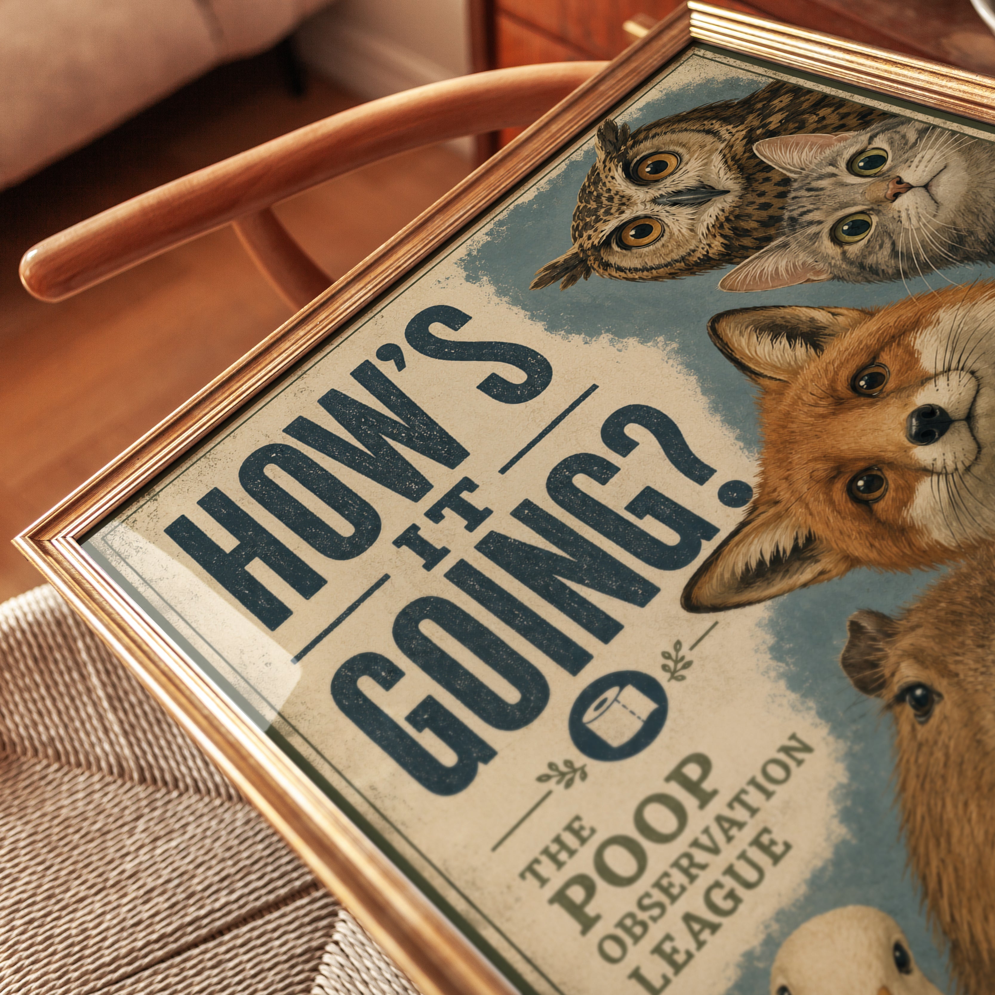 Vintage Animal Poster: Retro Wildlife Illustration Wall Art - detail