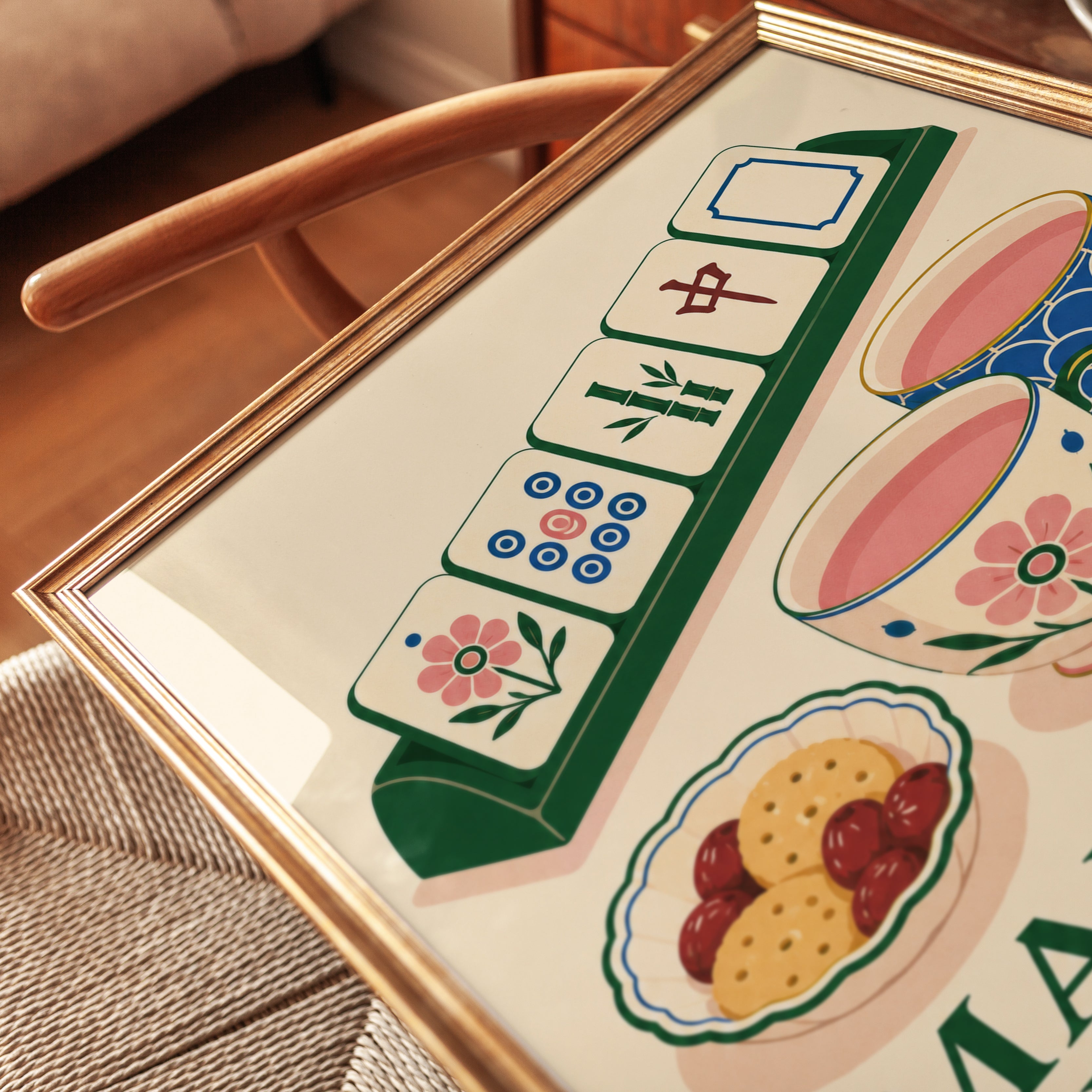 Game Night Wall Art – Mahjong Print - detail
