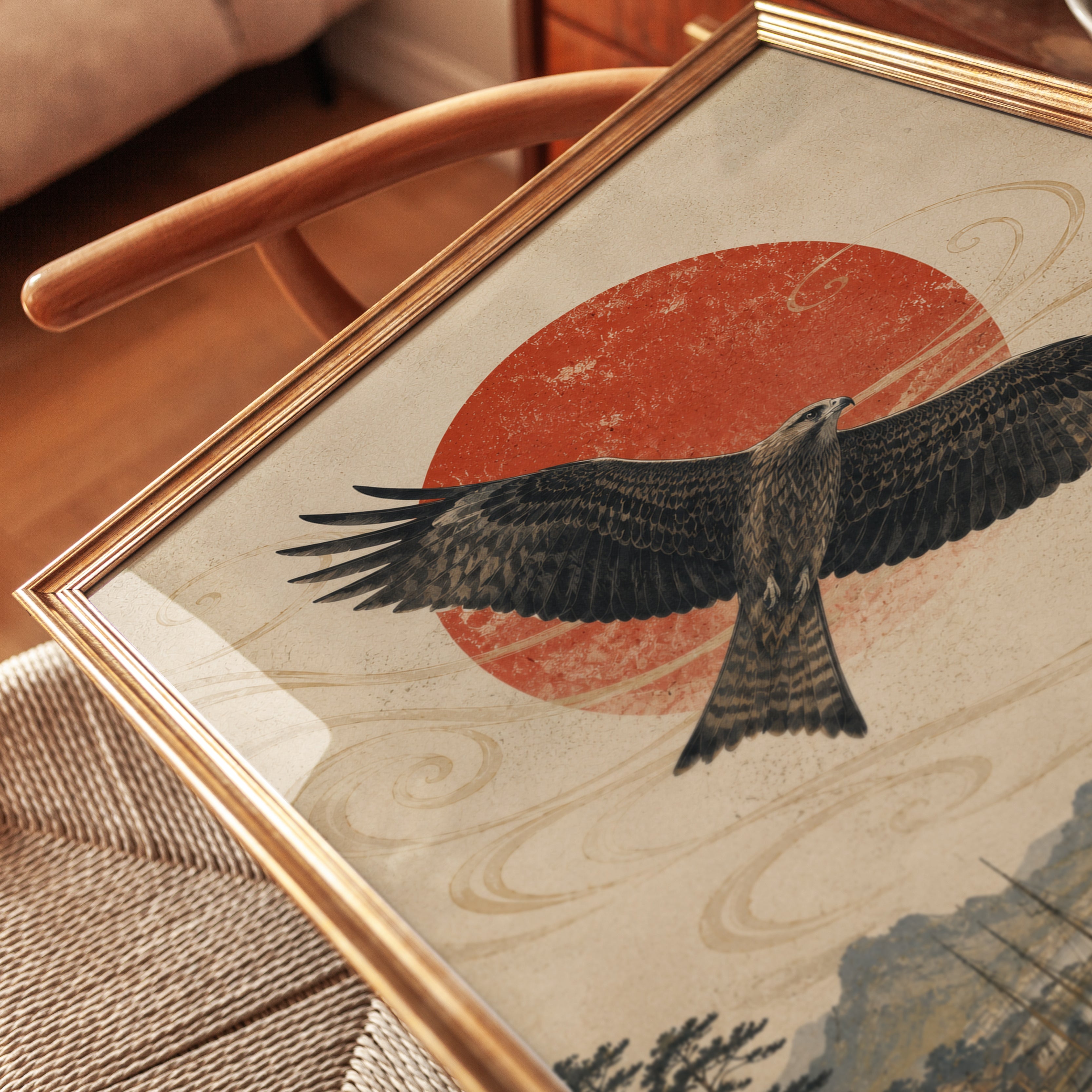 Japanese Hawk Wall Art - detail