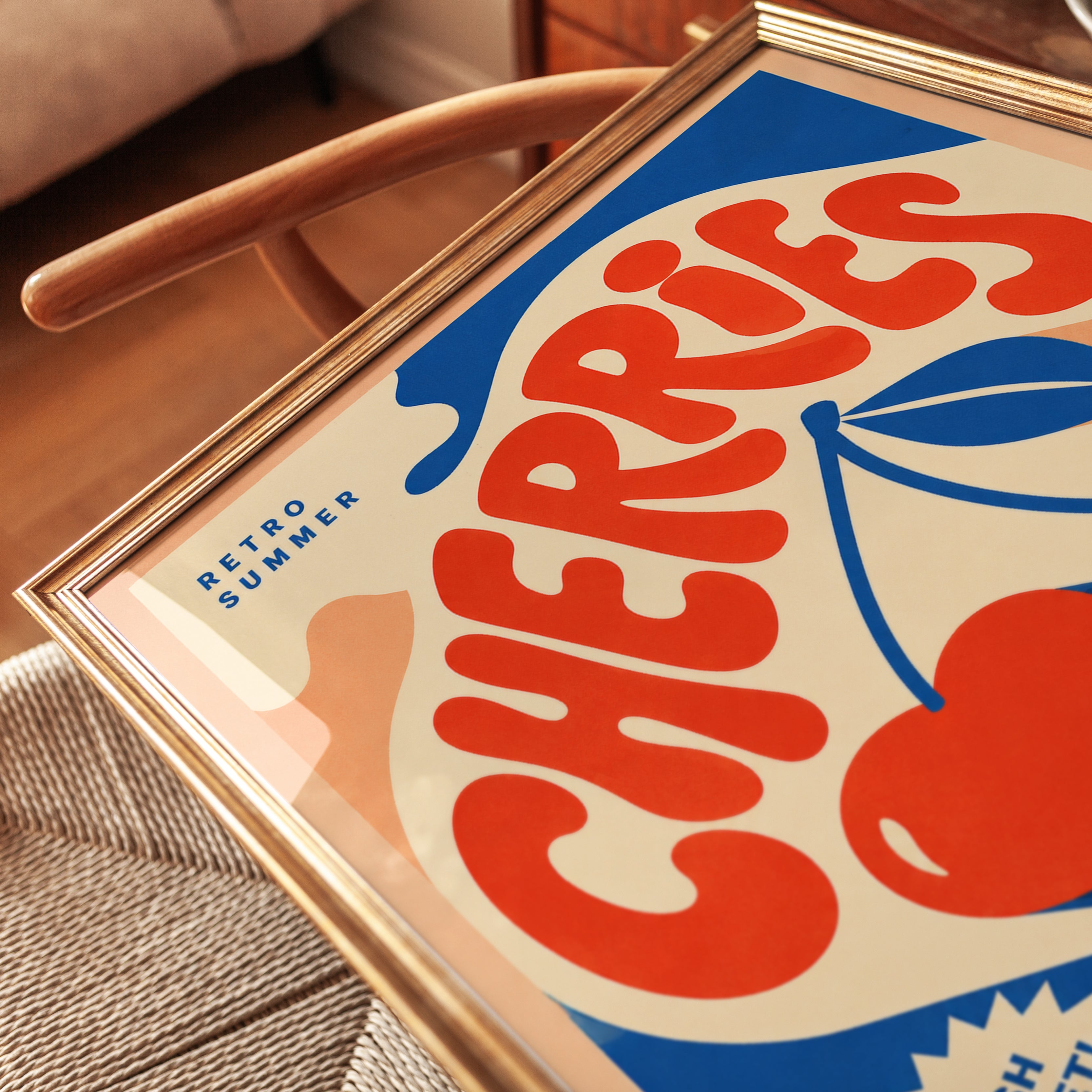 Retro Cherries Print - detail