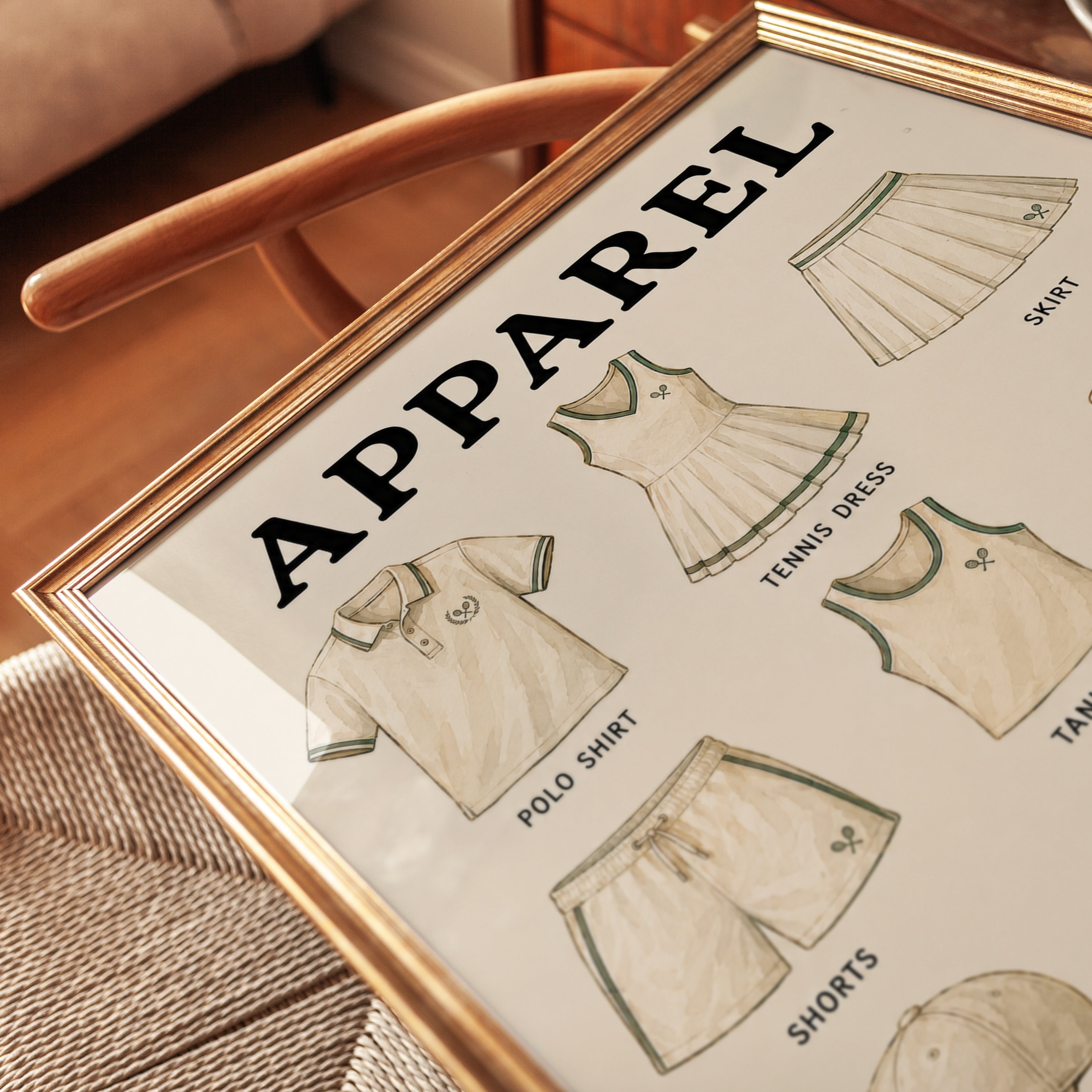 Tennis Apparel Art Print — Vintage Sports Illustration - detail