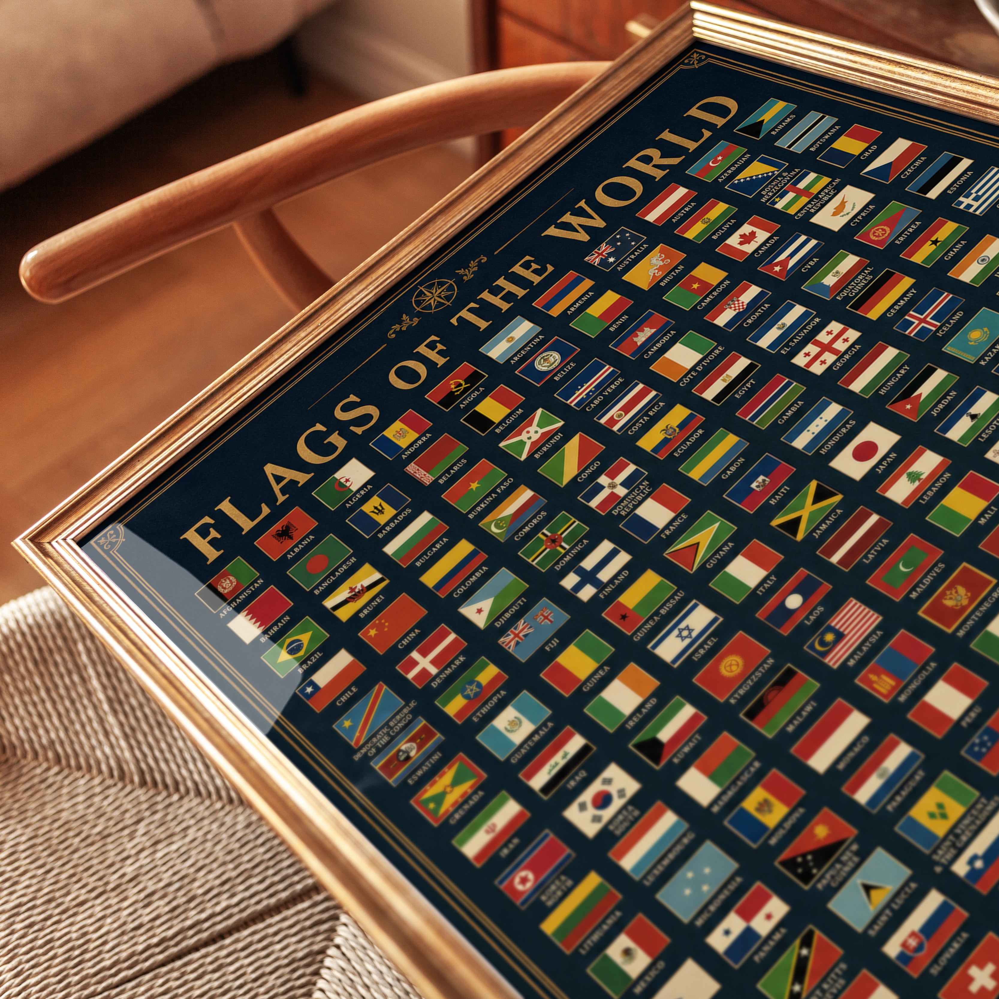 Flags of the World Poster: Vintage Educational Chart Art Print - detail