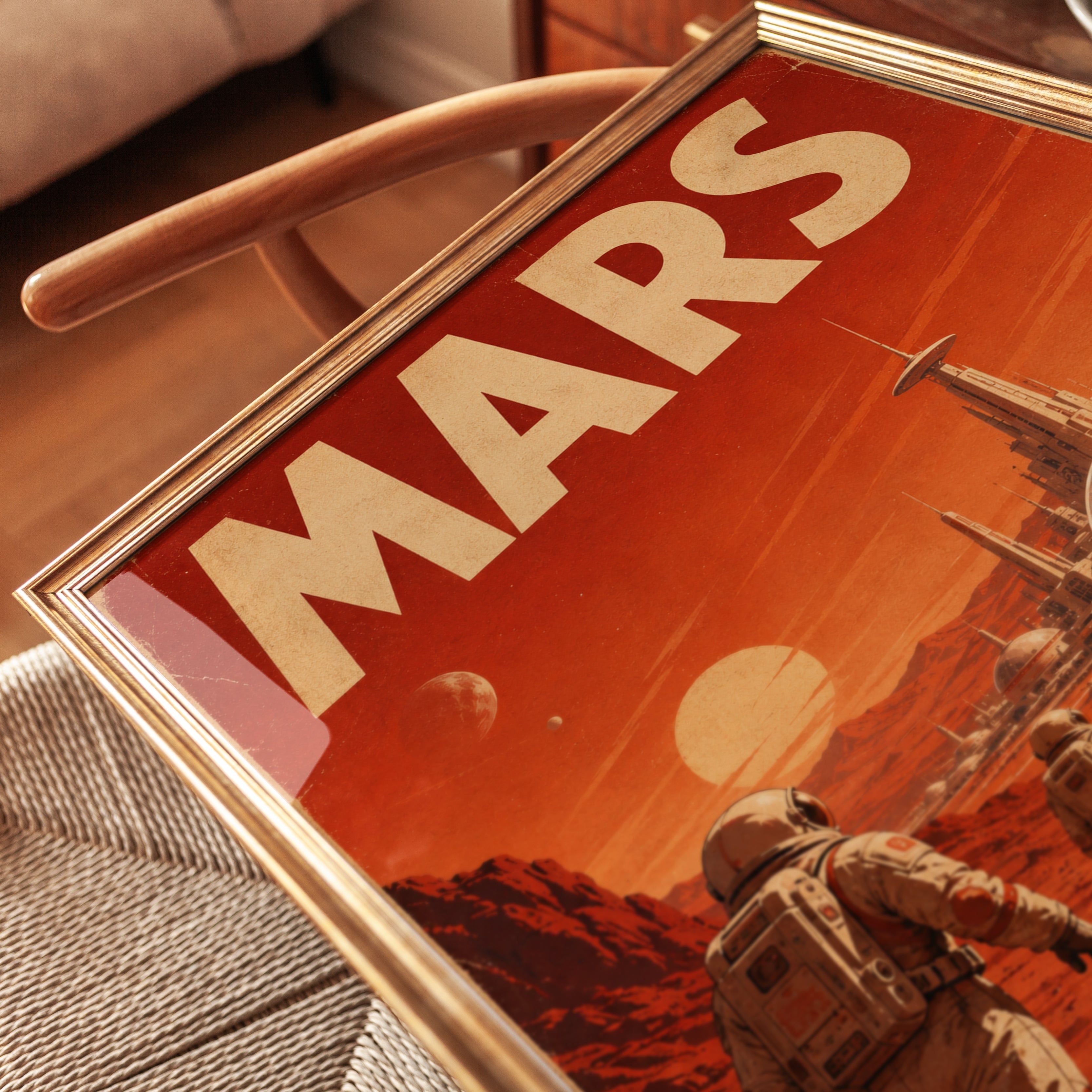 Mars Travel Poster – Retro Space Print - detail