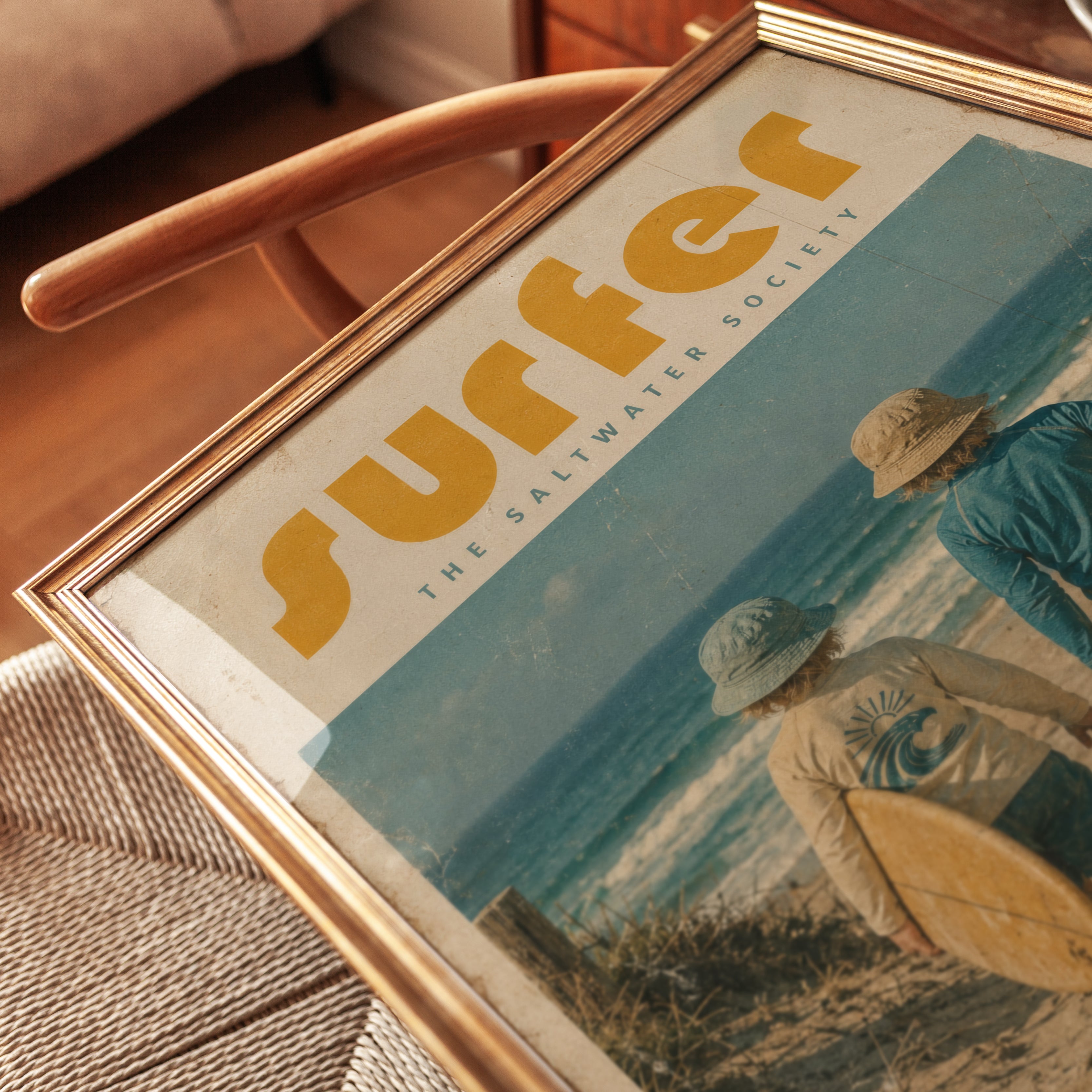 Vintage Surfer Poster Print — Retro Beach Photography - detail