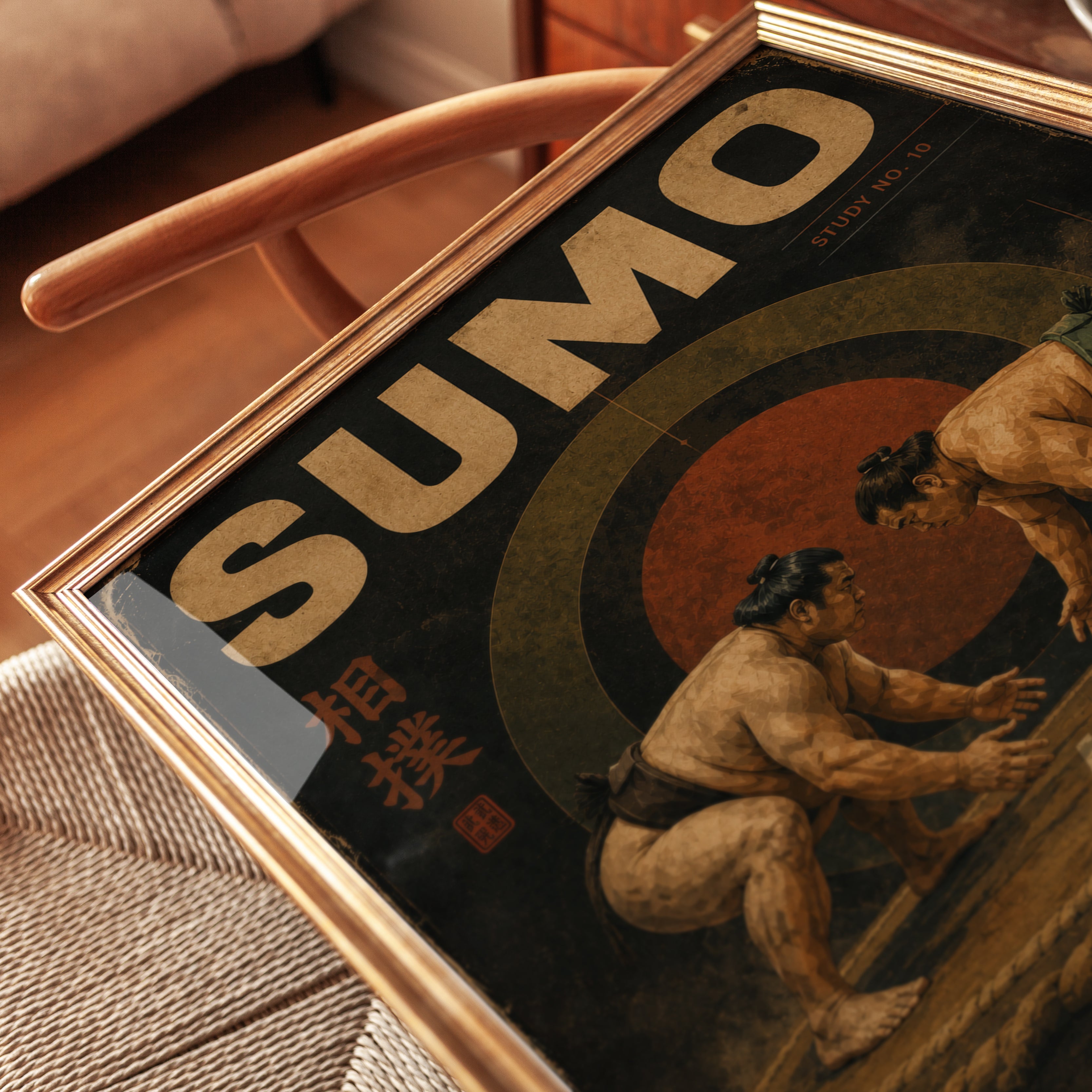 Sumo Wrestling Wall Art: Japanese Vintage Poster - detail