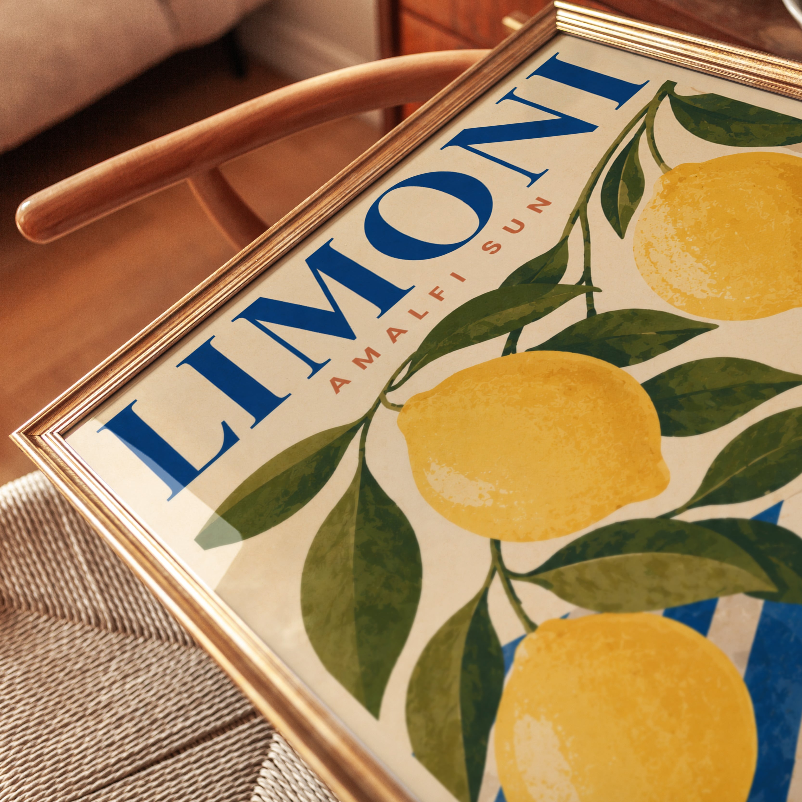 Lemon Kitchen Wall Art – Italian Coastal Print - detail
