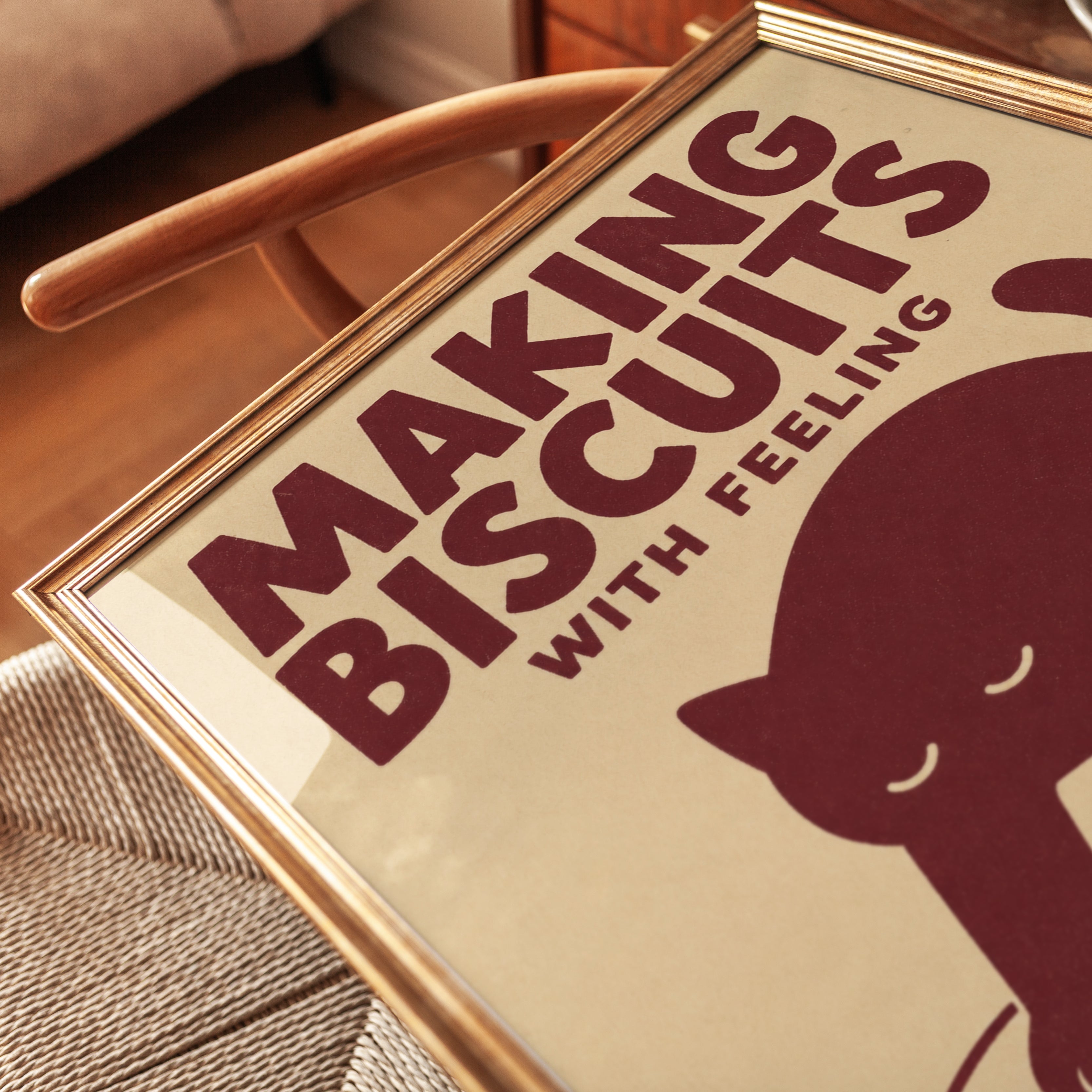 Funny Cat Poster – Making Biscuits With Feeling - detail