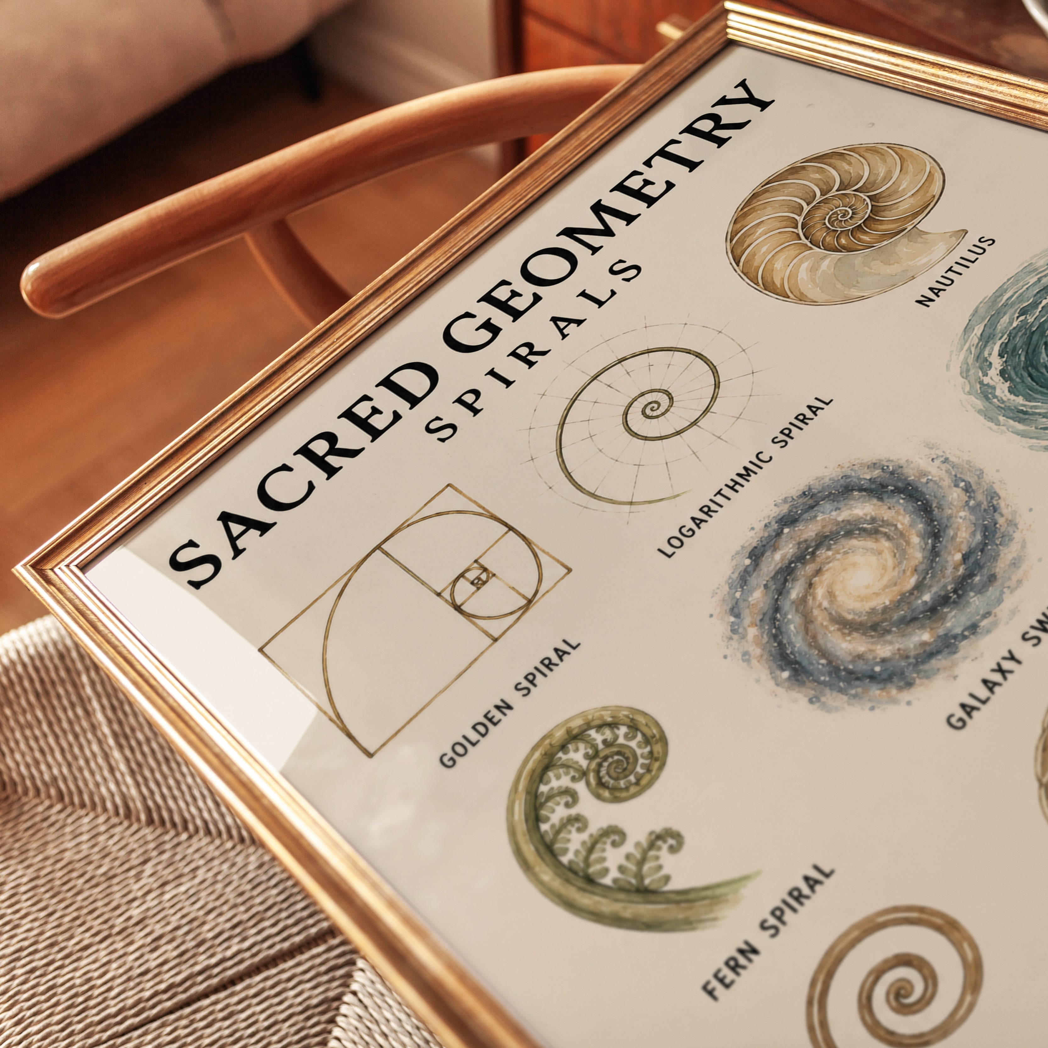 Sacred Geometry Spirals Print — Educational Science Chart - detail
