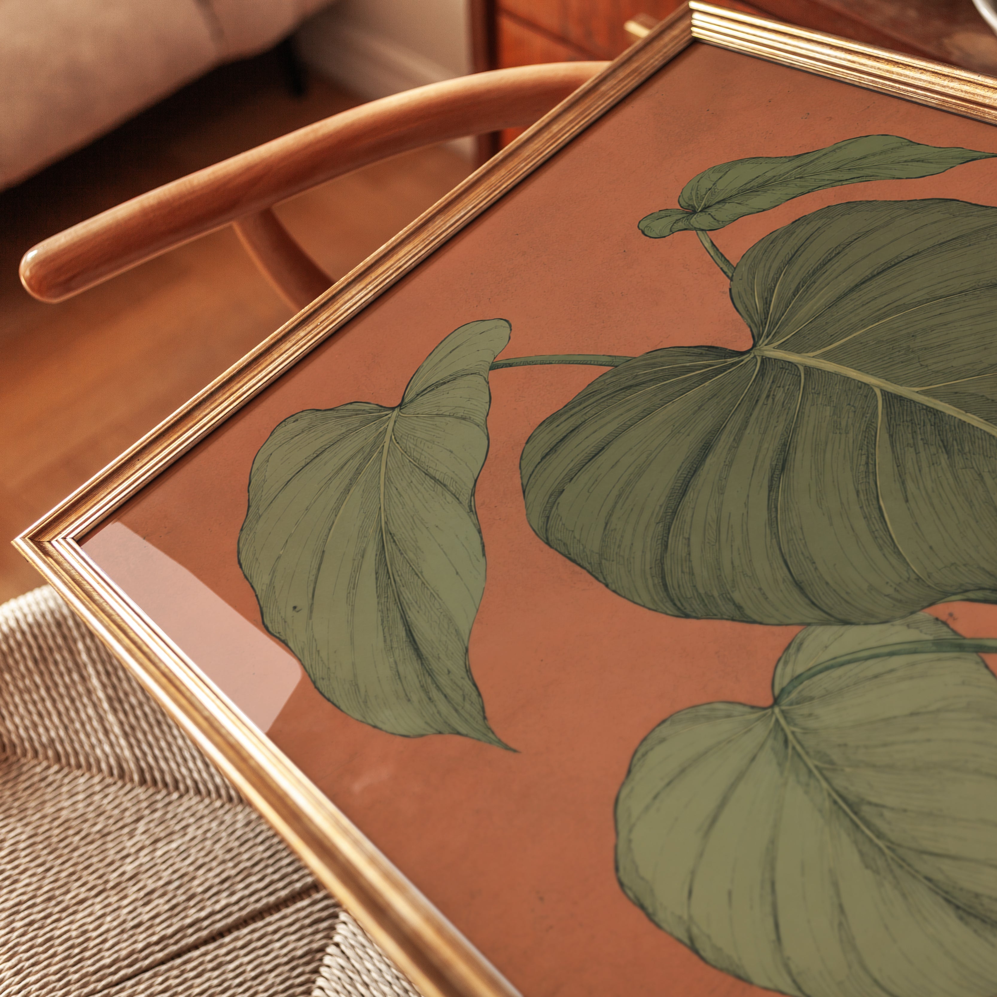 Botanical Philodendron Print — Japanese-Inspired Art - detail