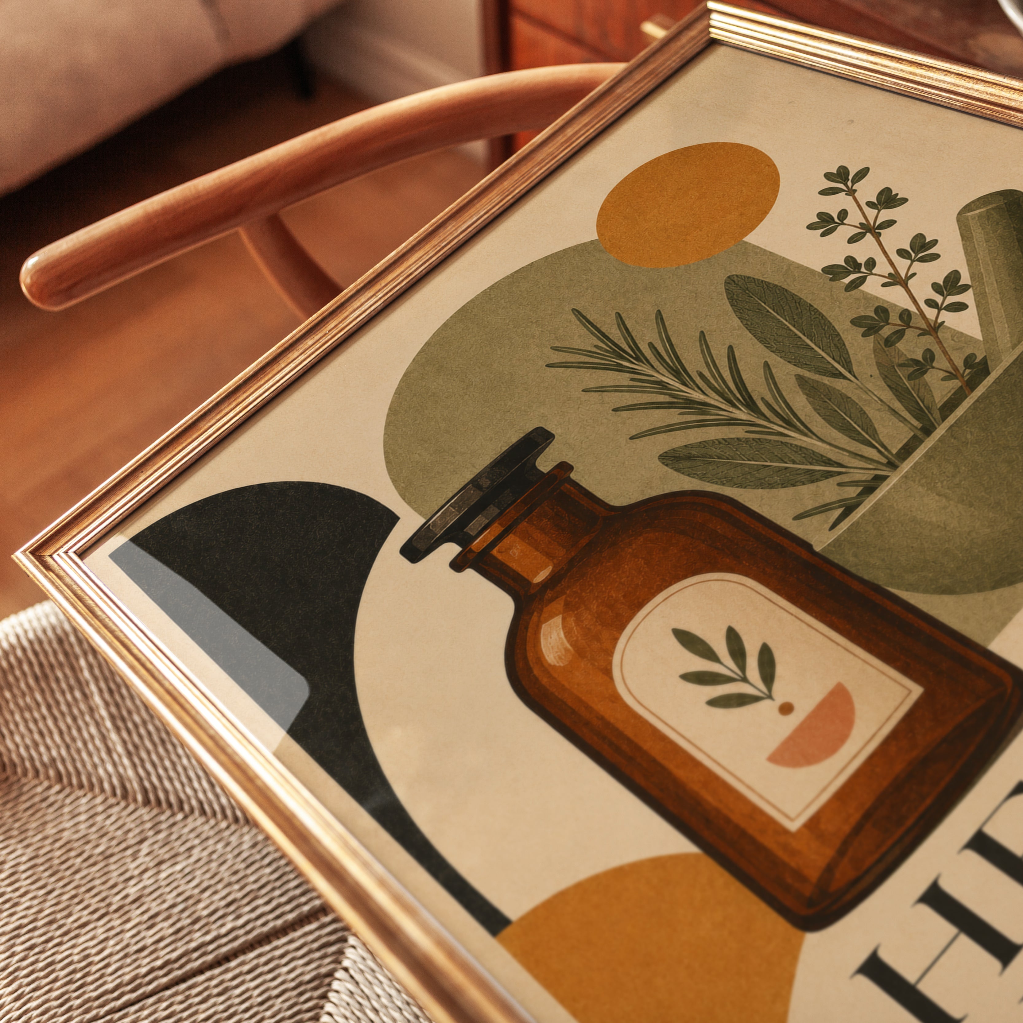 Apothecary Wall Art: Vintage Botanical Herbs - detail