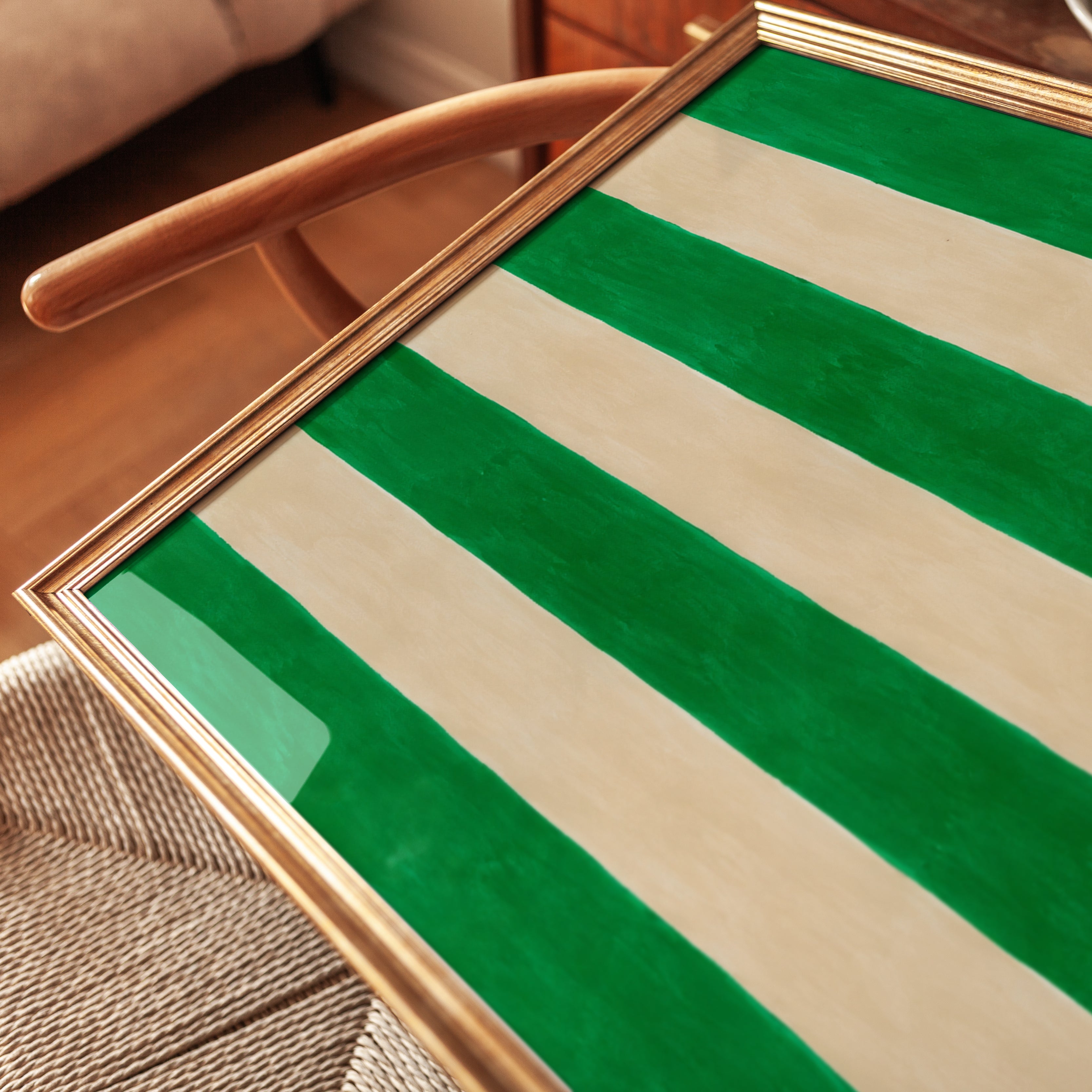 Green Stripe Wall Art – Vertical Striped Print - detail