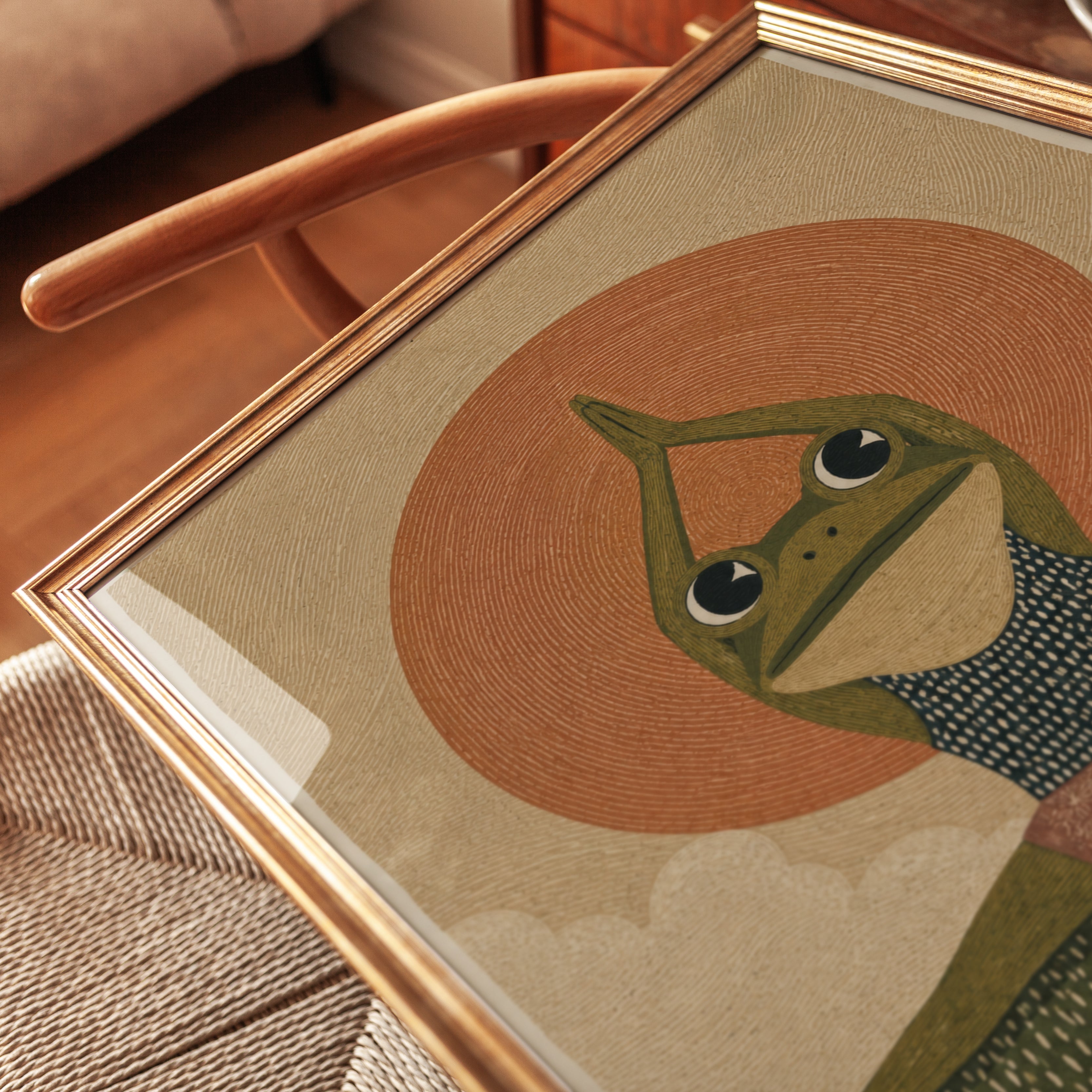 Yoga Frog Wall Art – Meditation Room Decor - detail