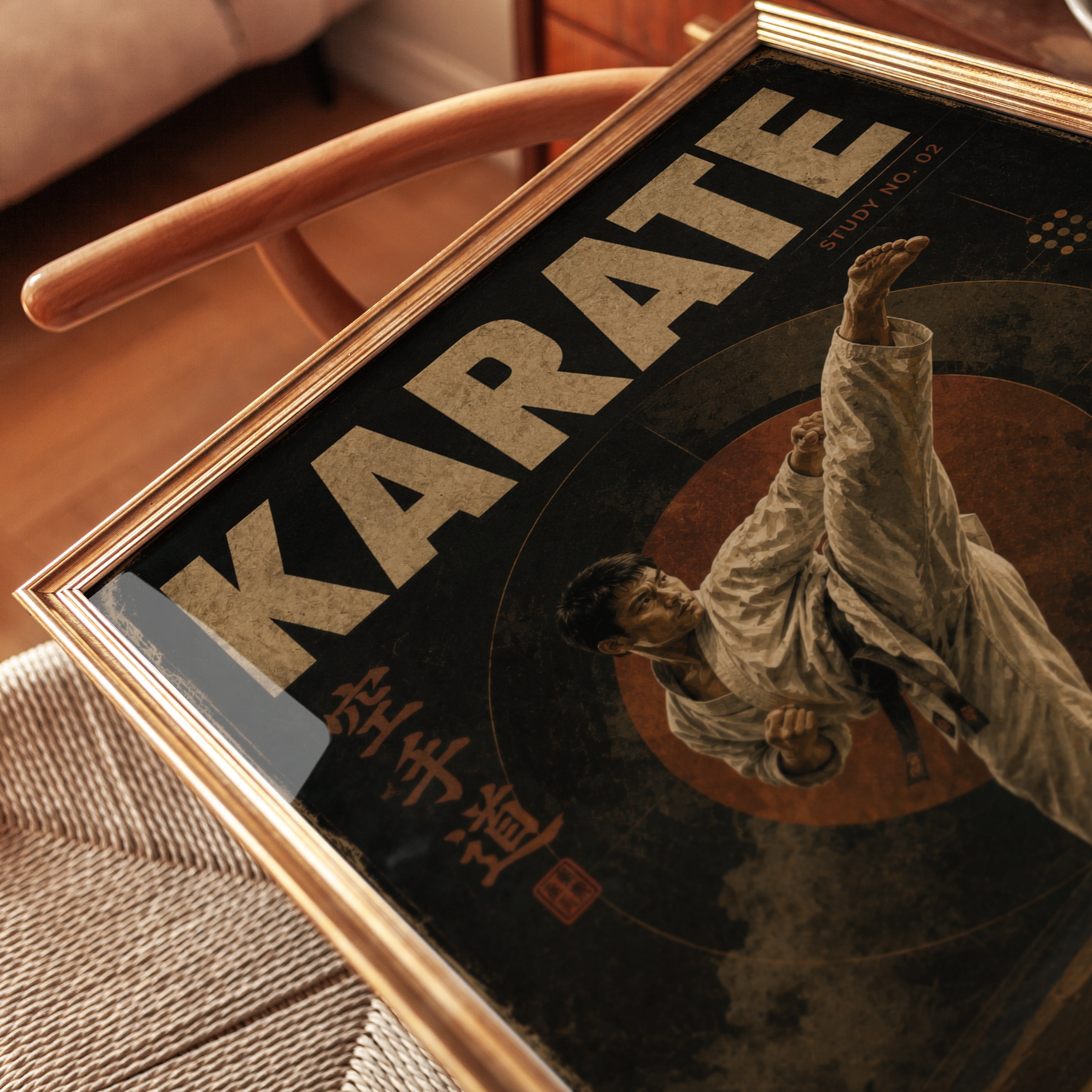 Karate Wall Art: Vintage Japanese Martial Arts Poster Design - detail
