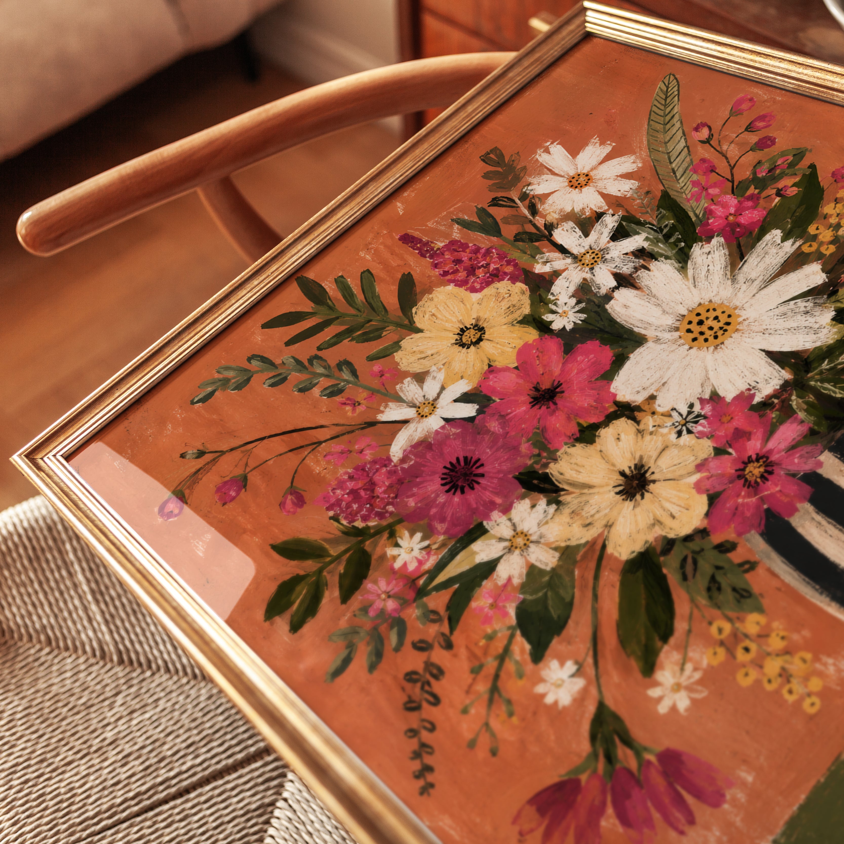 Floral Vase Wall Art – Wildflower Bouquet Print - detail