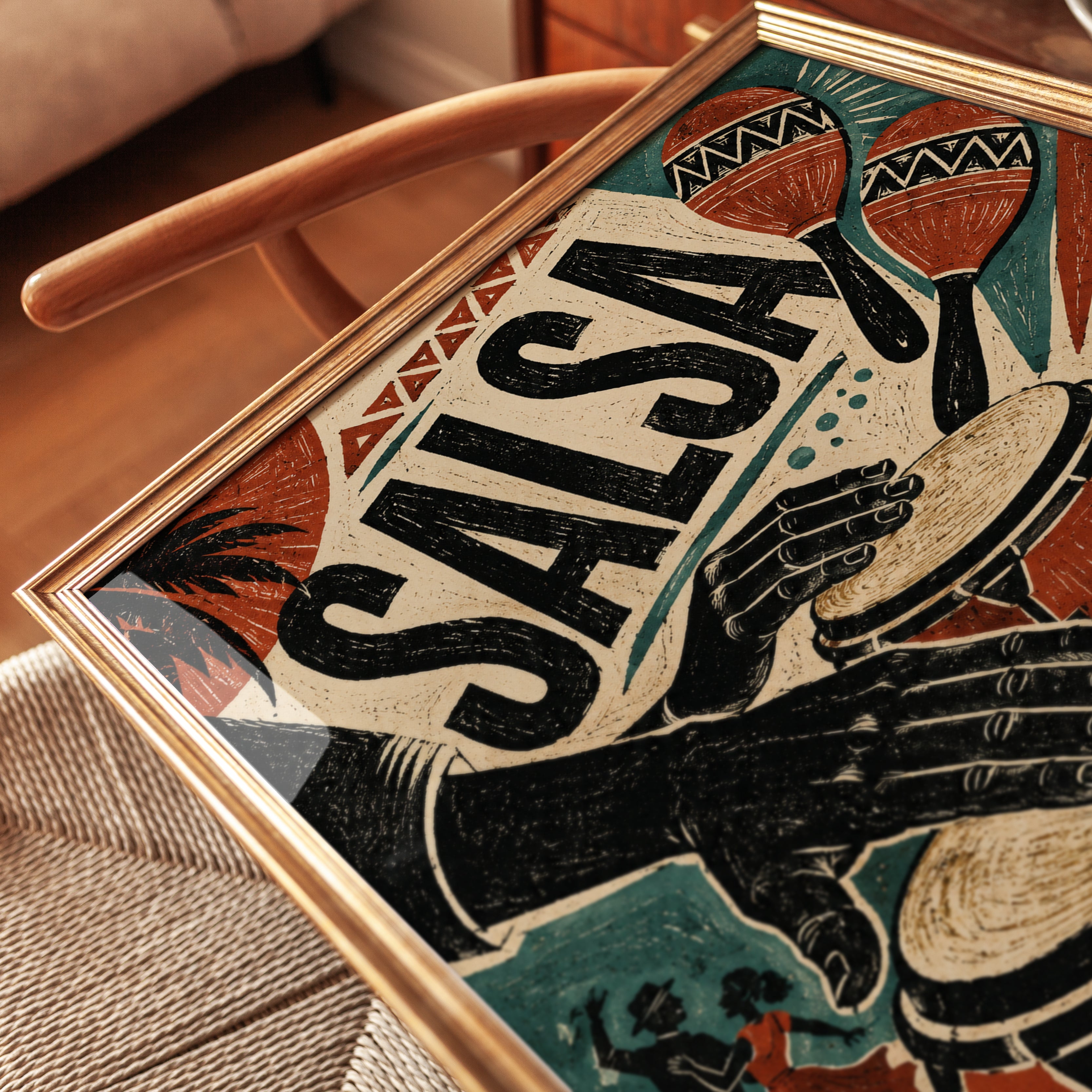 Salsa Dance Poster – Retro Music Wall Art - detail