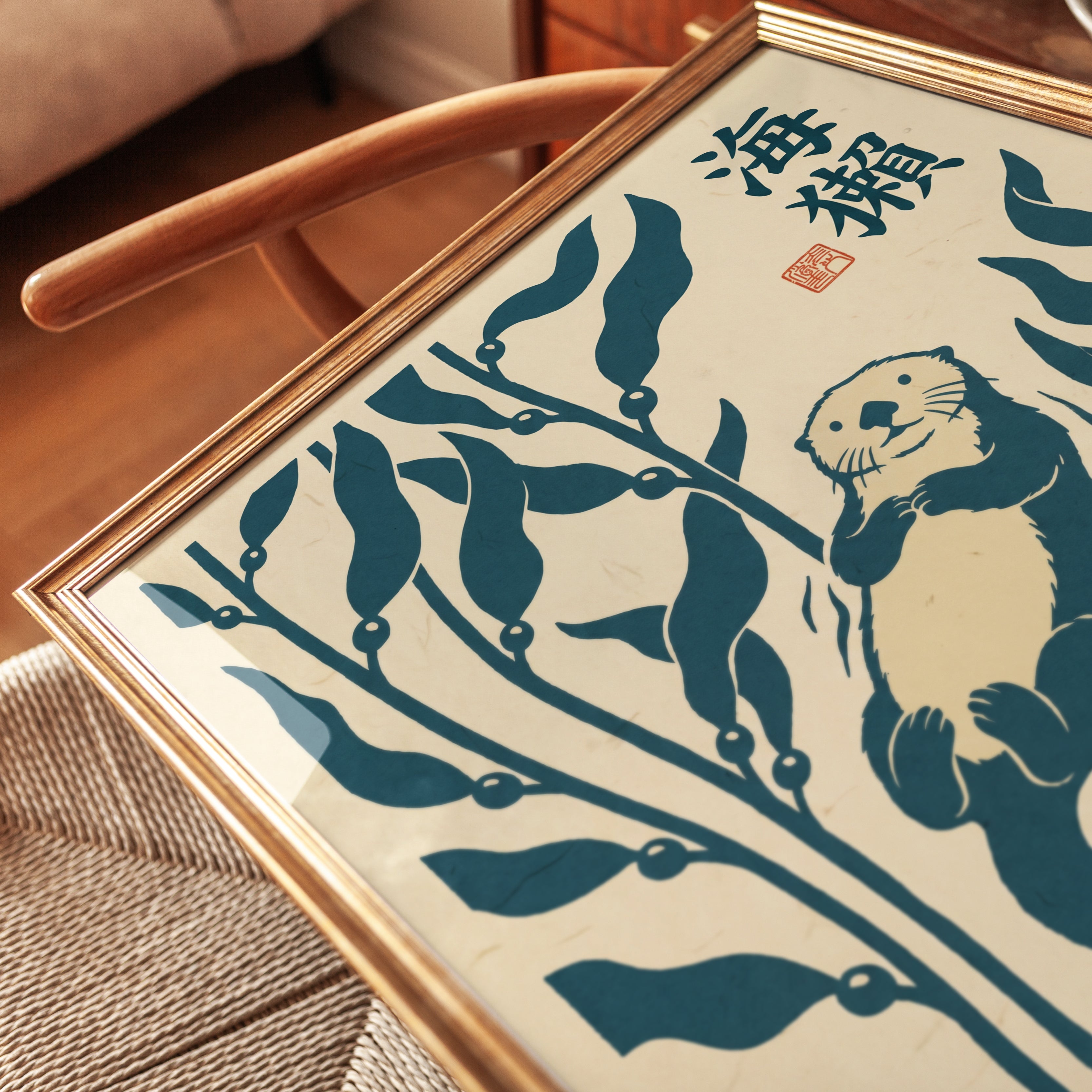 Sea Otter Print – Japanese Kelp Forest - detail