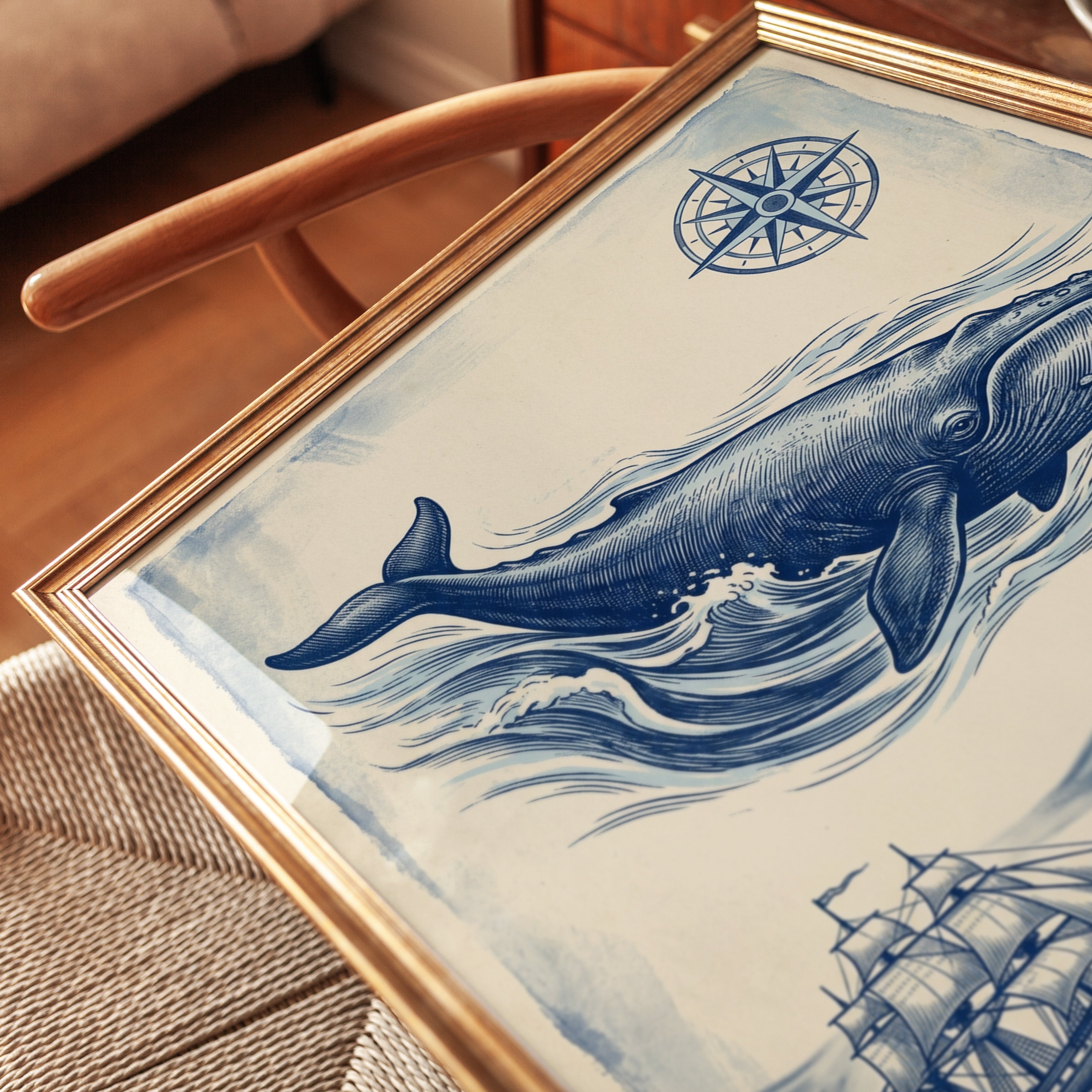 Vintage Whale Print - detail