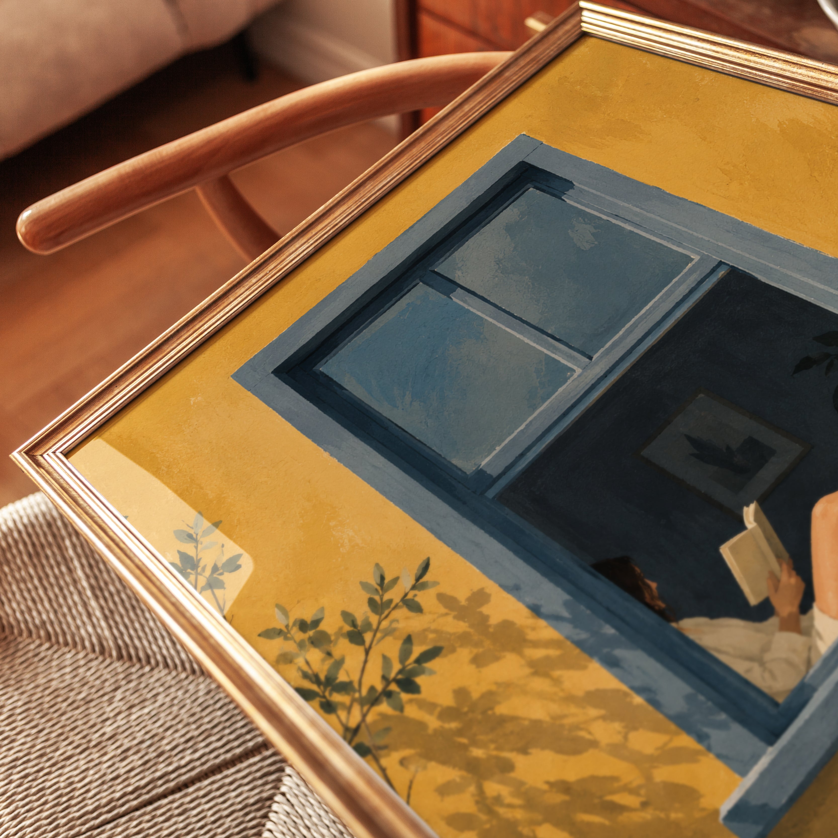 Window Reading Wall Art – Figure in Window Print - detail