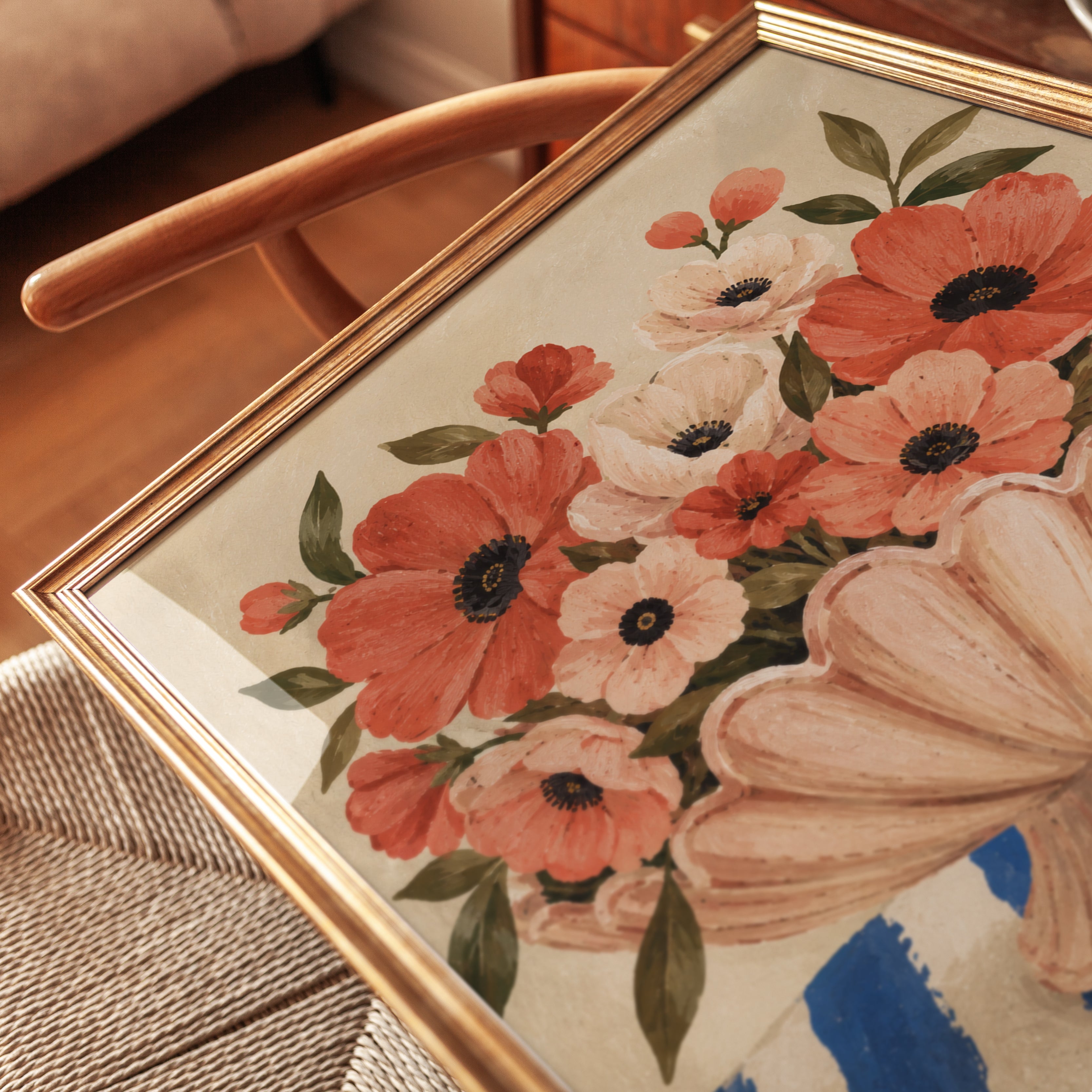 Floral Vase Print – Vintage Botanical Wall Art - detail