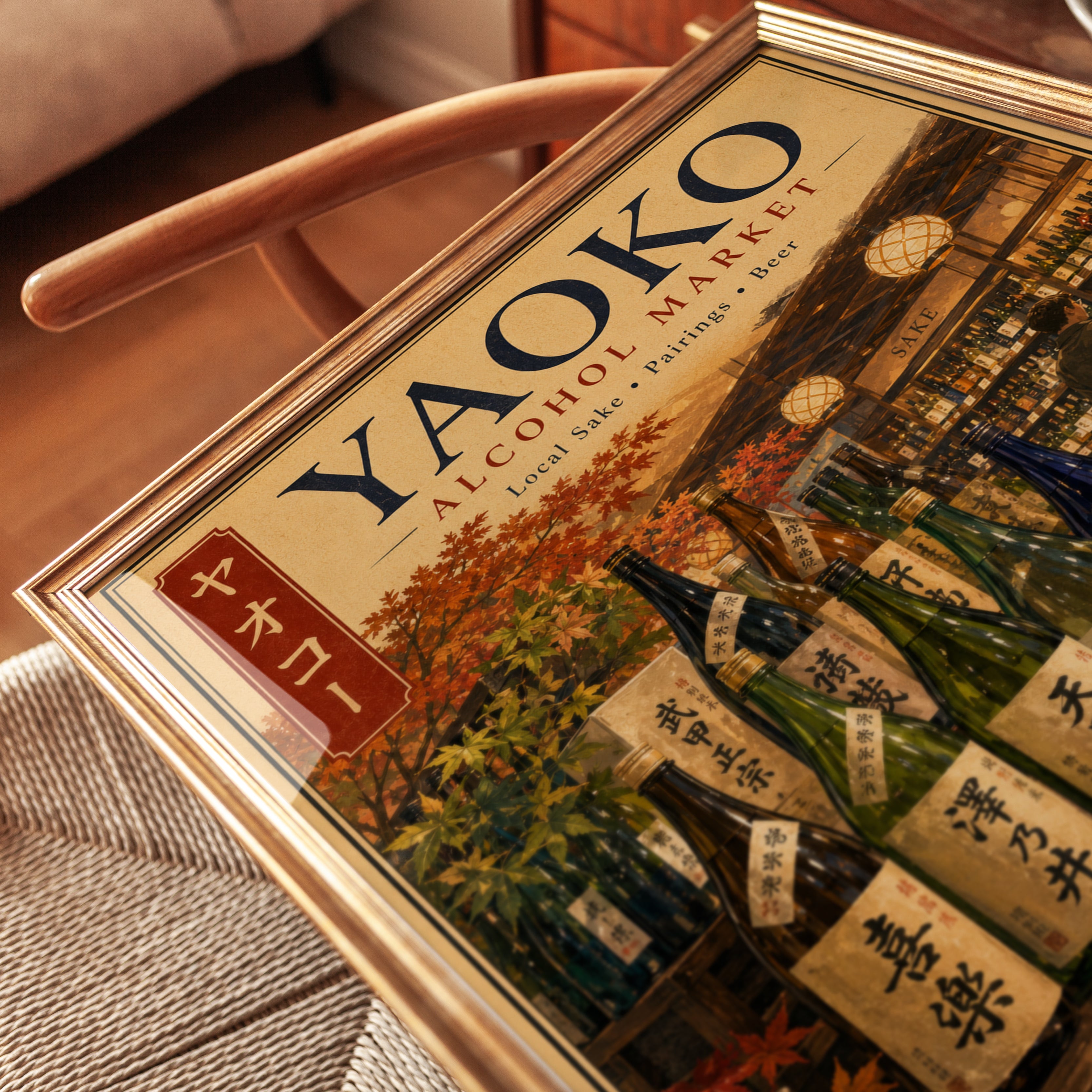 Vintage Japanese Sake Bar Print - detail