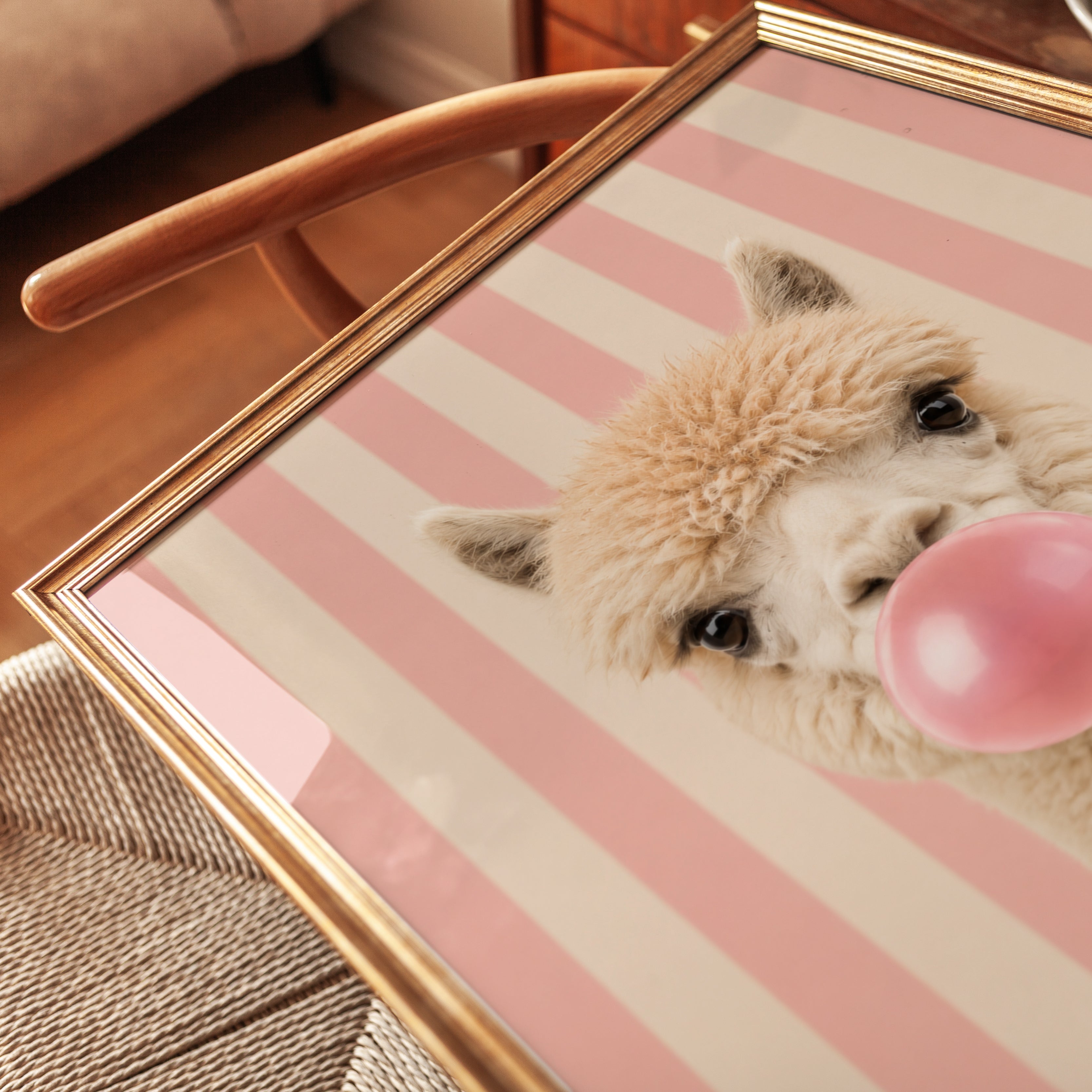 Alpaca Nursery Wall Art – Baby Animal Print - detail