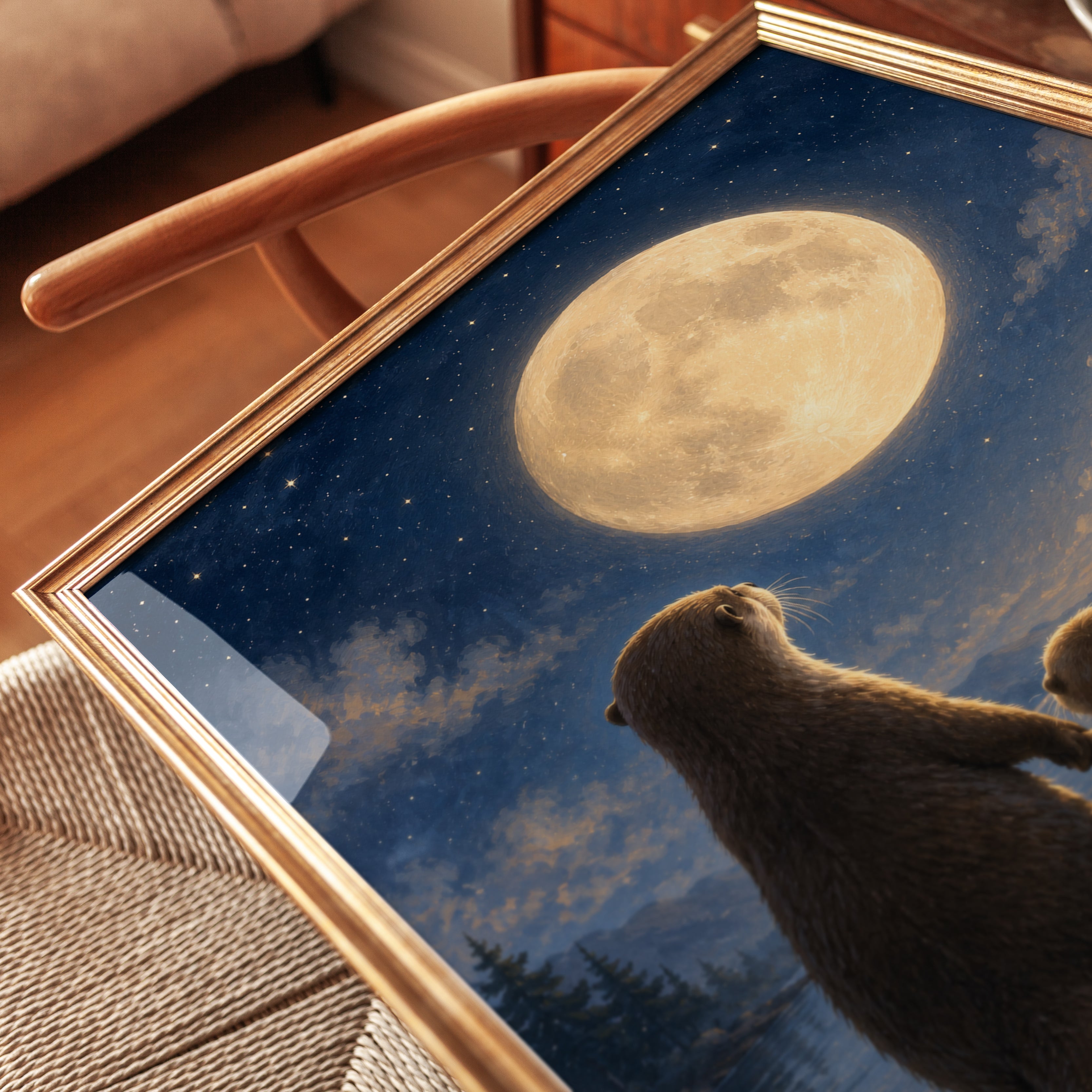 Otter Wall Art – Full Moon Print - detail