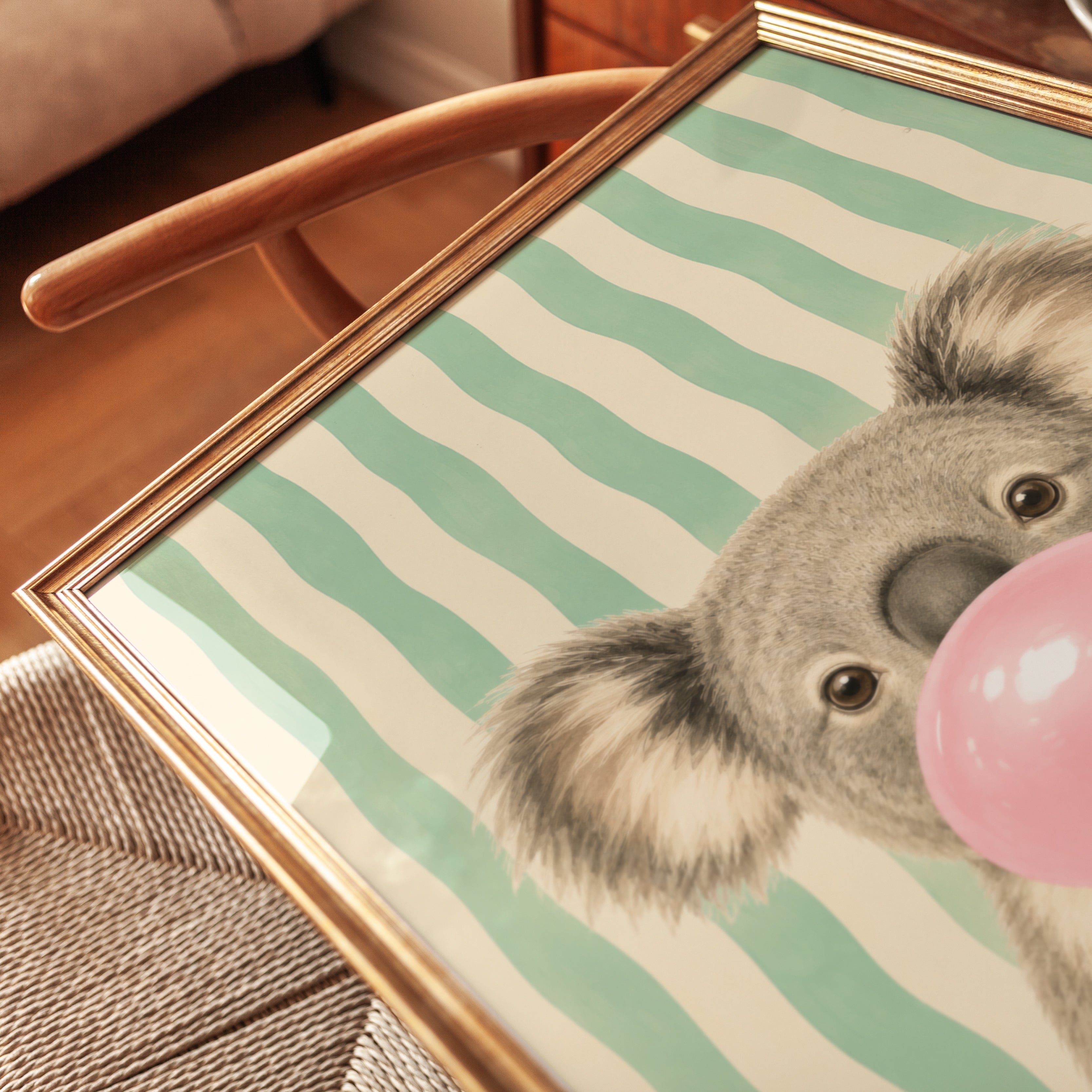Koala Nursery Wall Art – Animal Bubblegum Print - detail