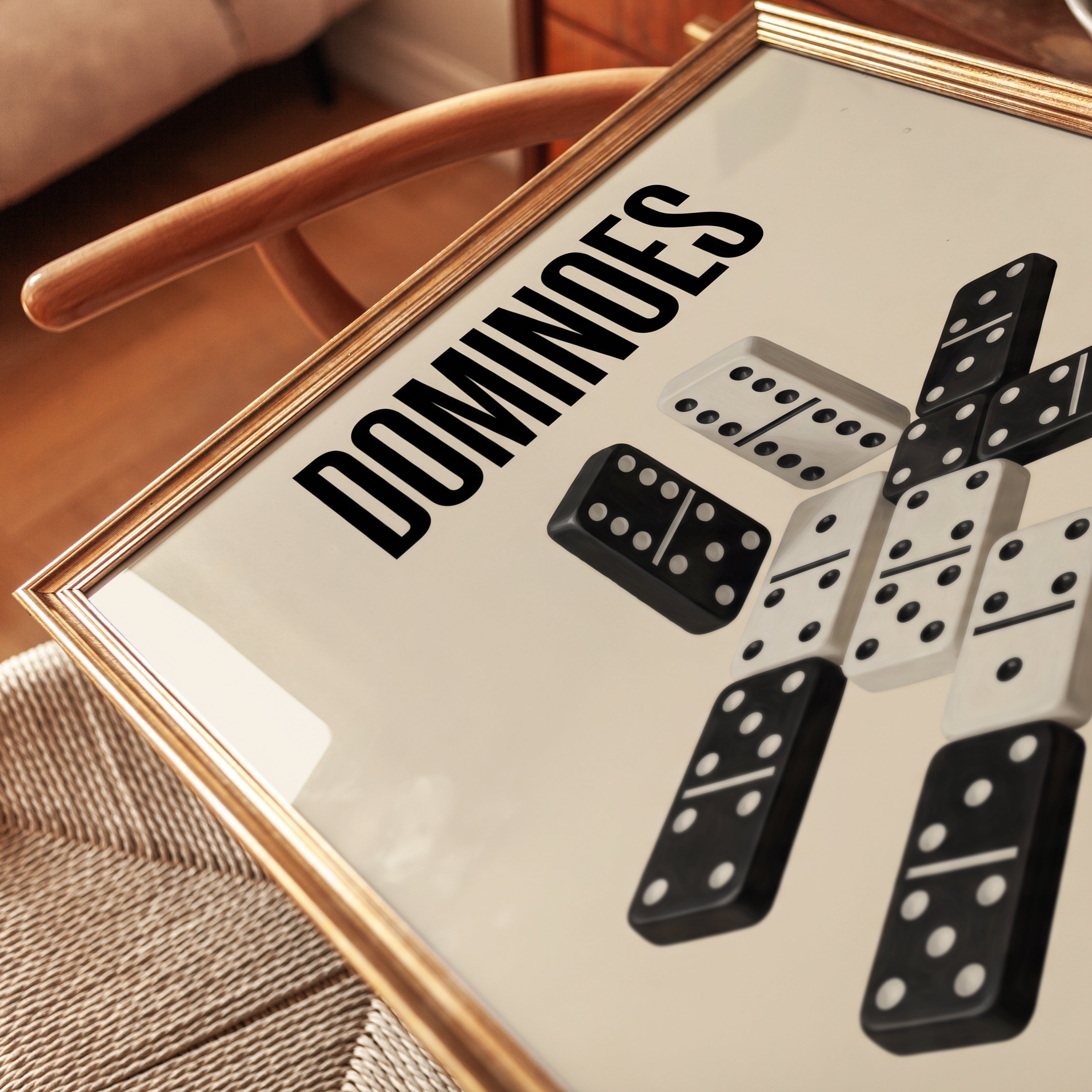 Masculine Wall Art Vintage Dominoes Poster — Educational Game Print - detail