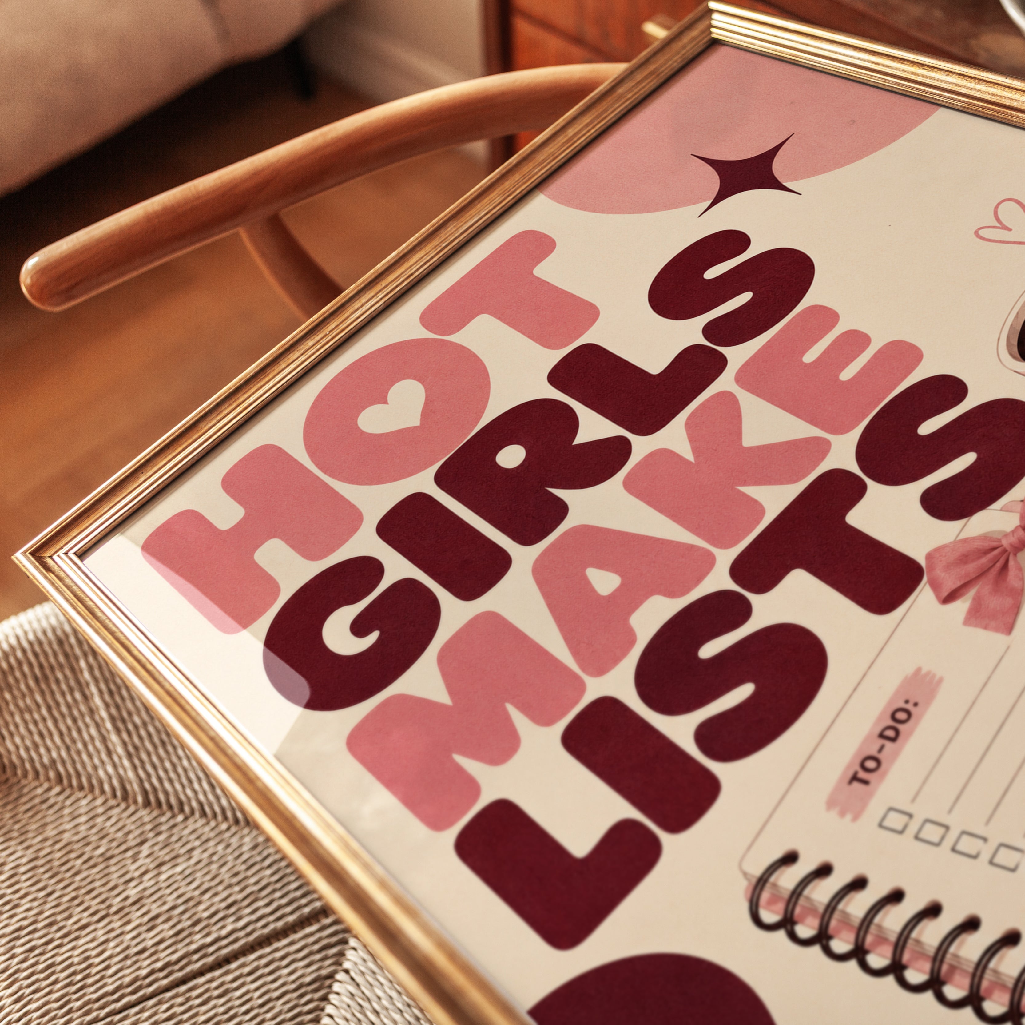 Hot Girls Make Lists Print: Retro Typography - detail