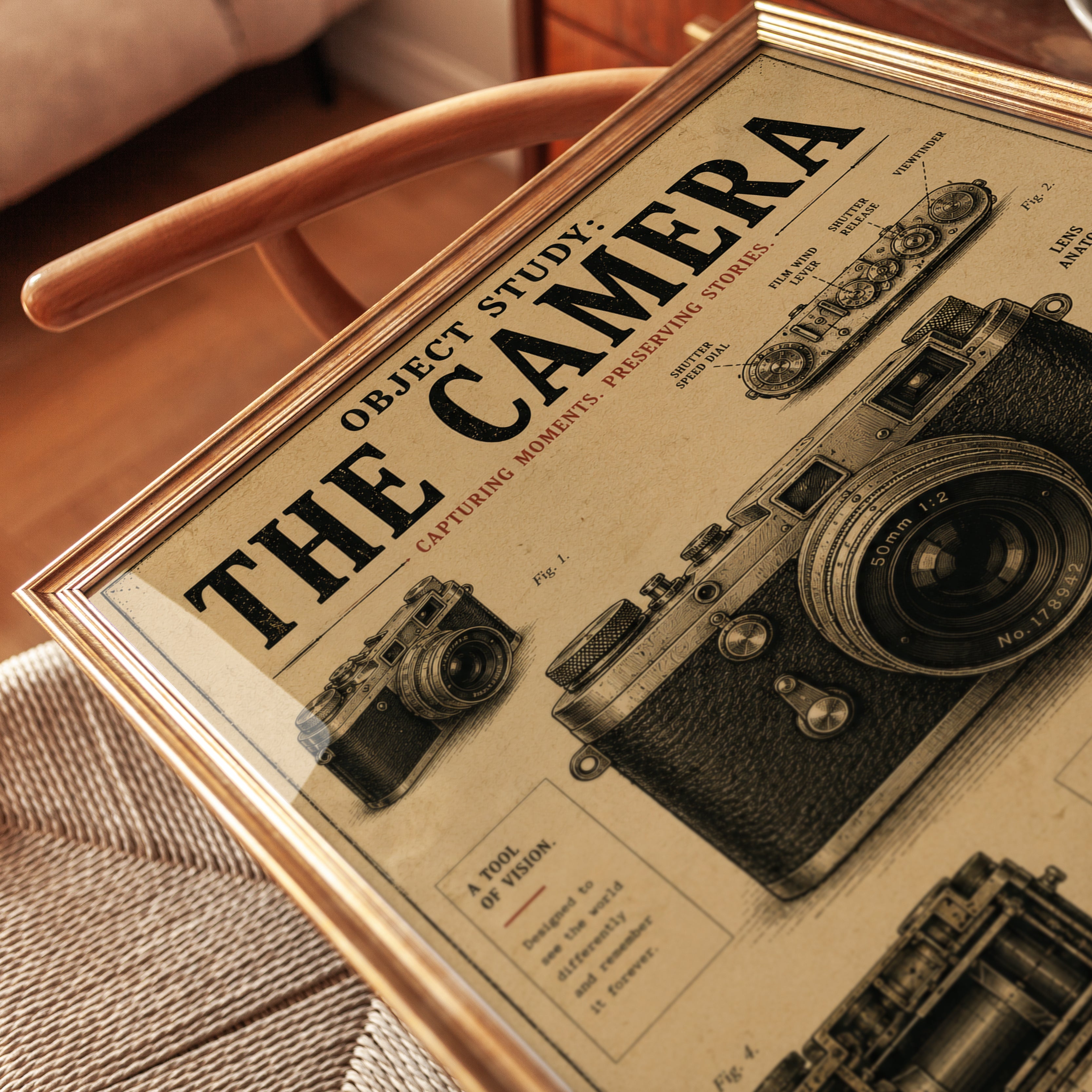 Retro Camera Diagram Print - detail