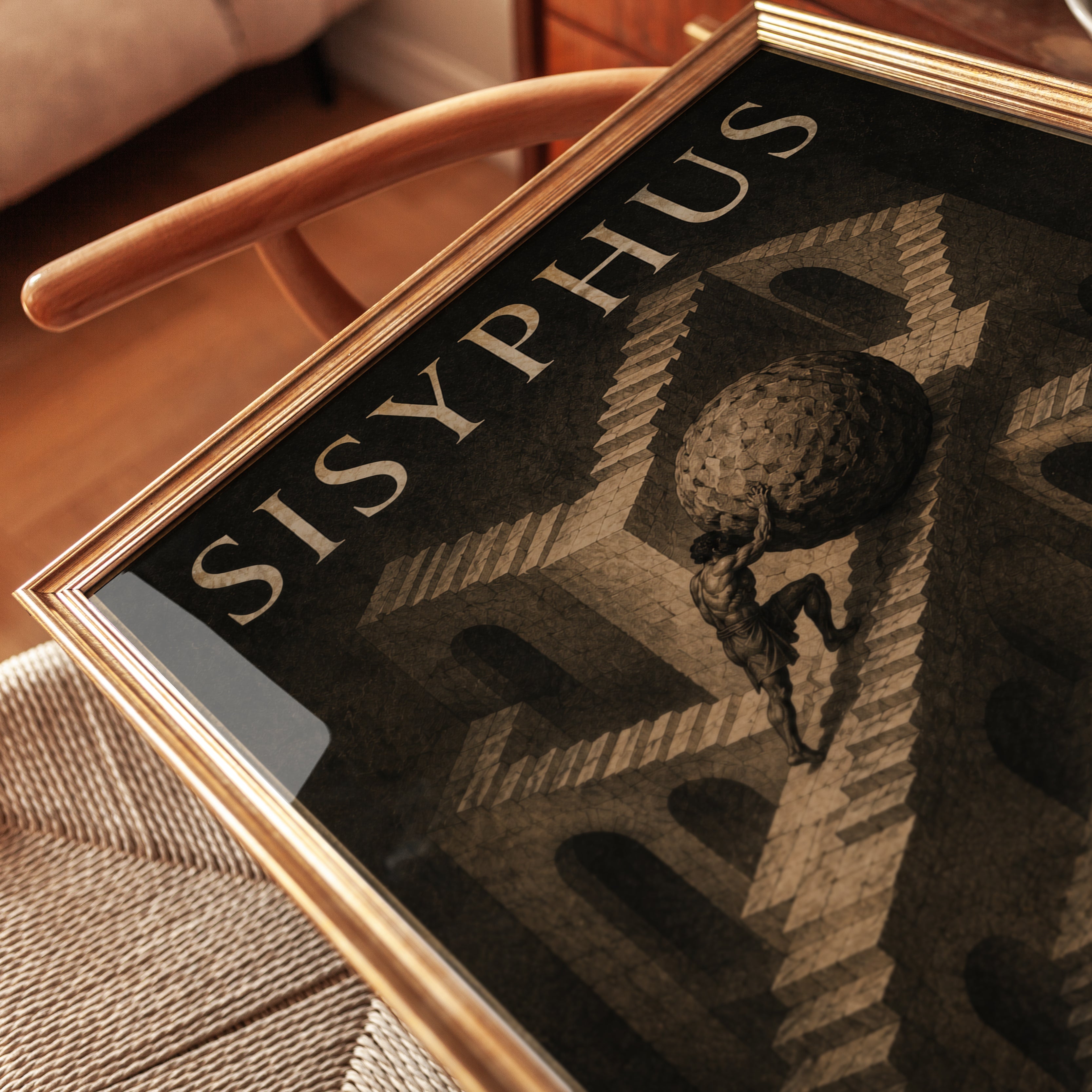 Sisyphus Wall Art – Greek Mythology Poster - detail