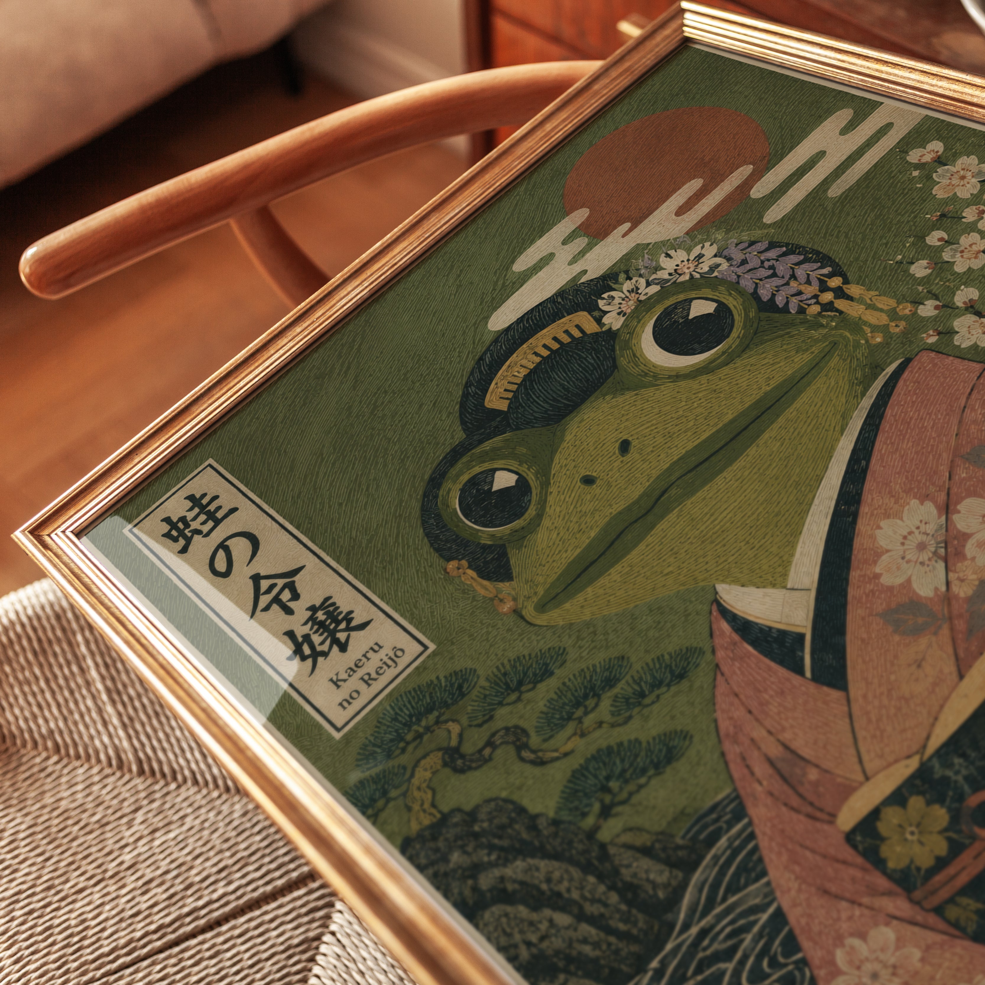 Japanese Frog Print – Ukiyo-e Wall Art - detail