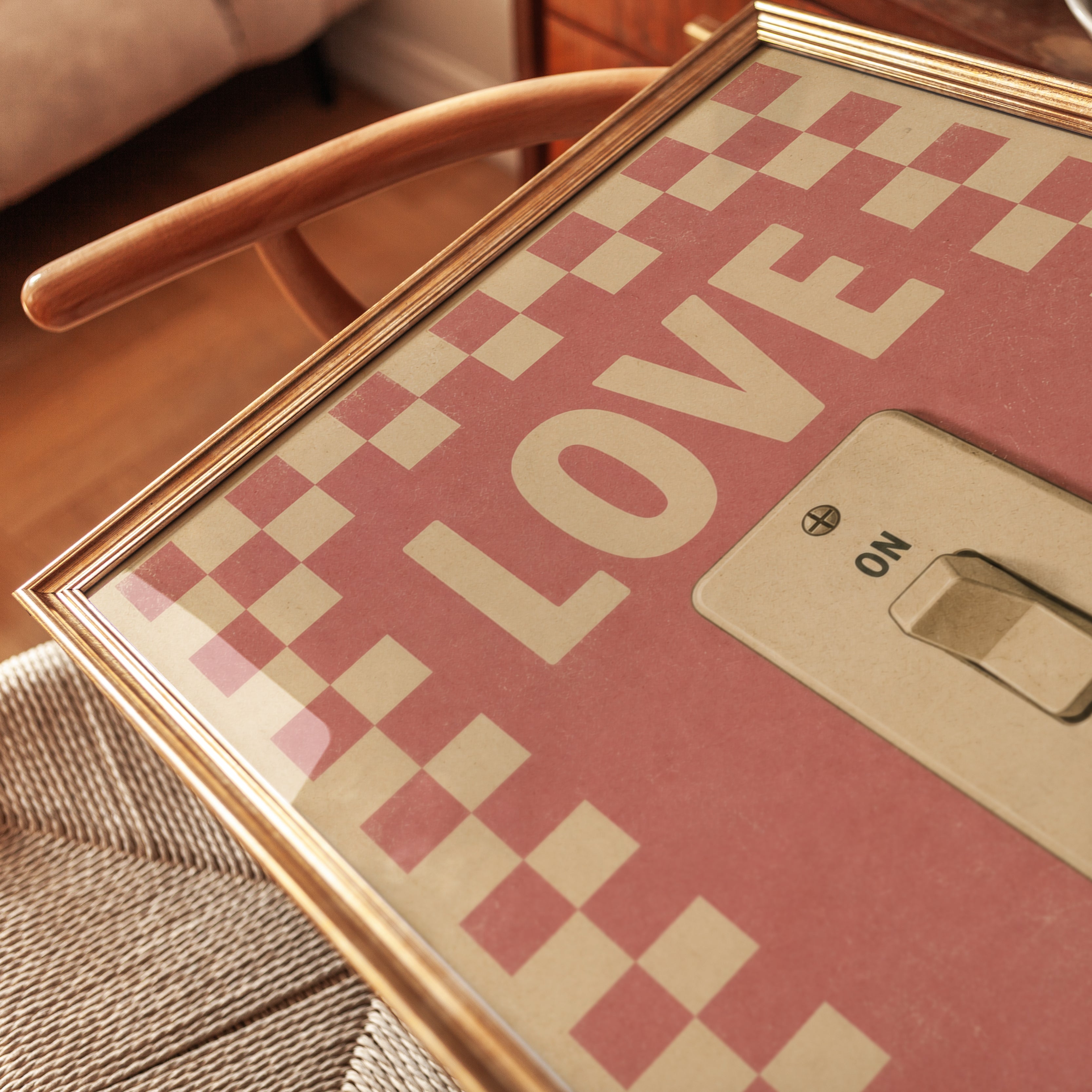 Love On Off Poster – Retro Typography Print - detail
