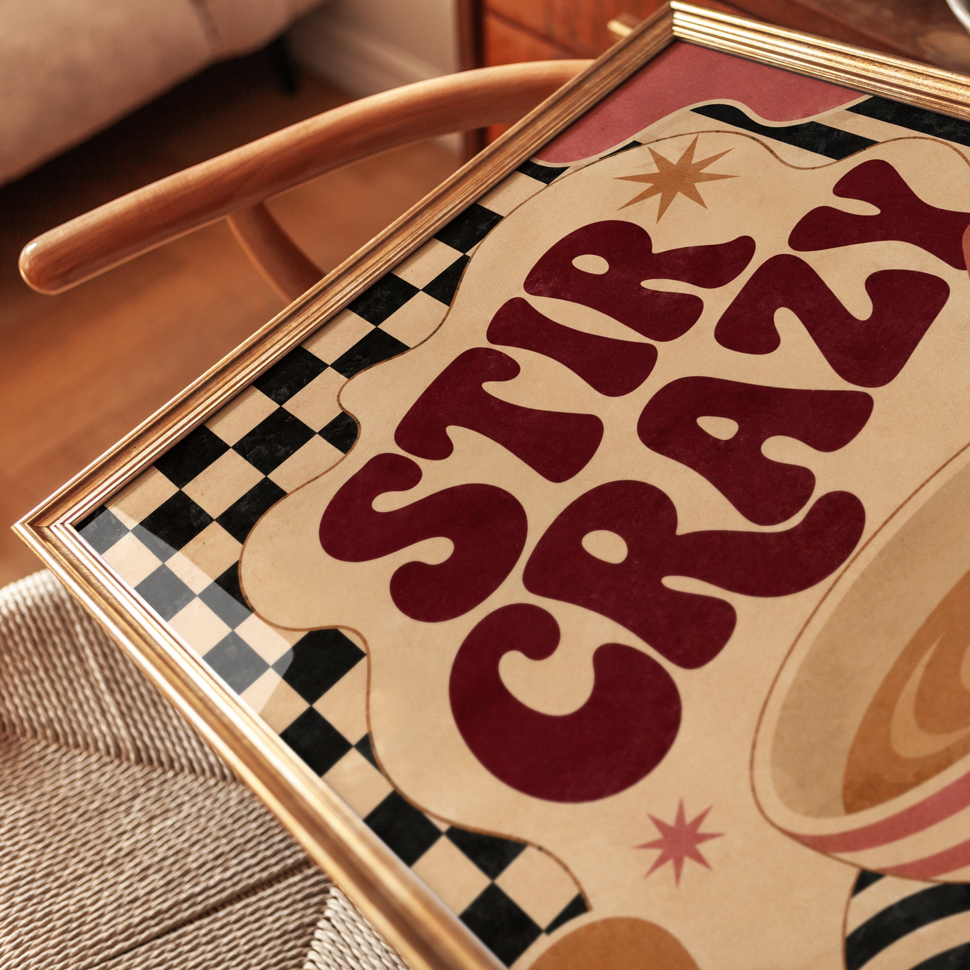 Stir Crazy Retro Kitchen Art Print: Vintage Baking Poster - detail
